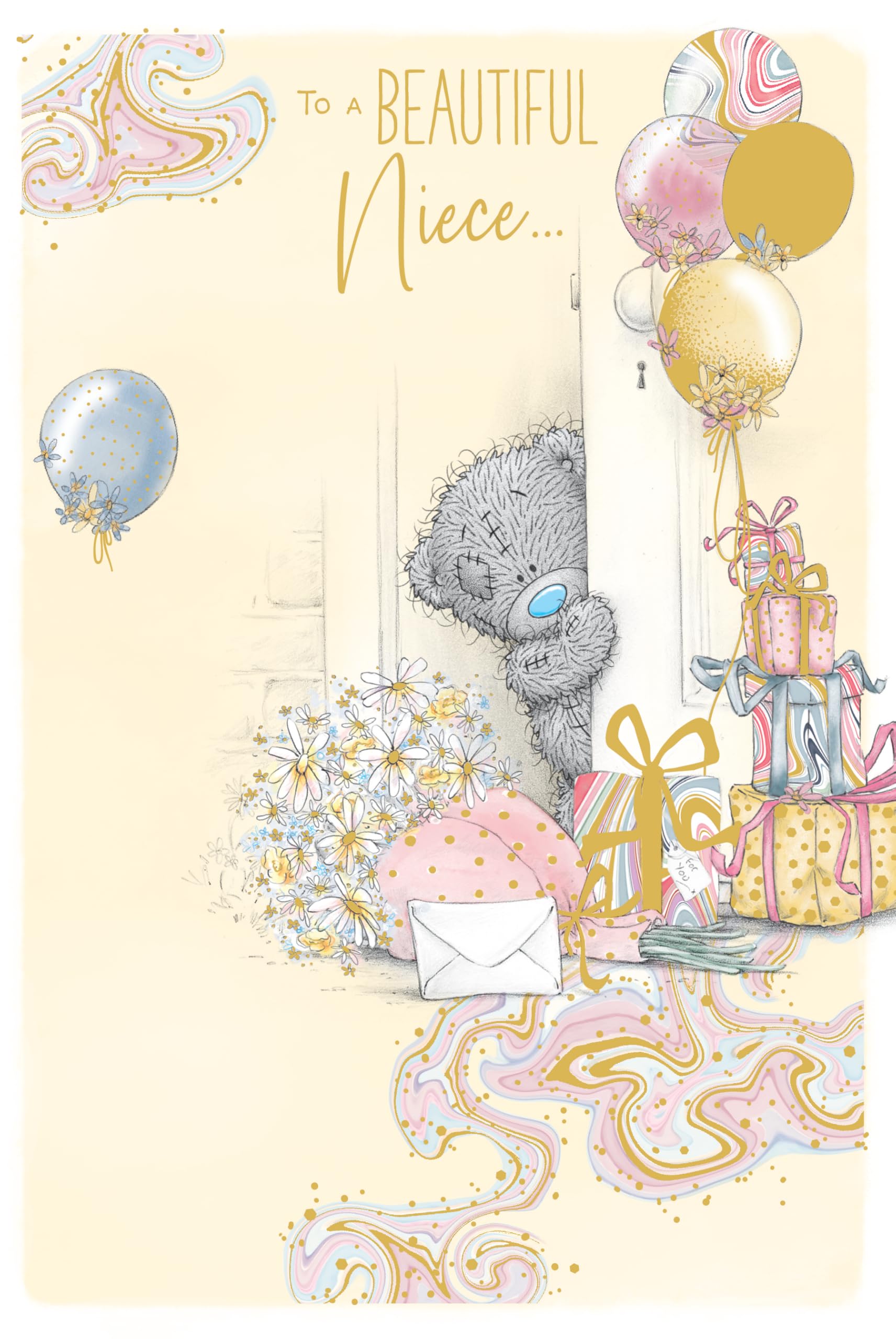 Me To You Tatty Teddy Luxury Gold Foil Birthday Card for Niece | 6 x 9 Inches