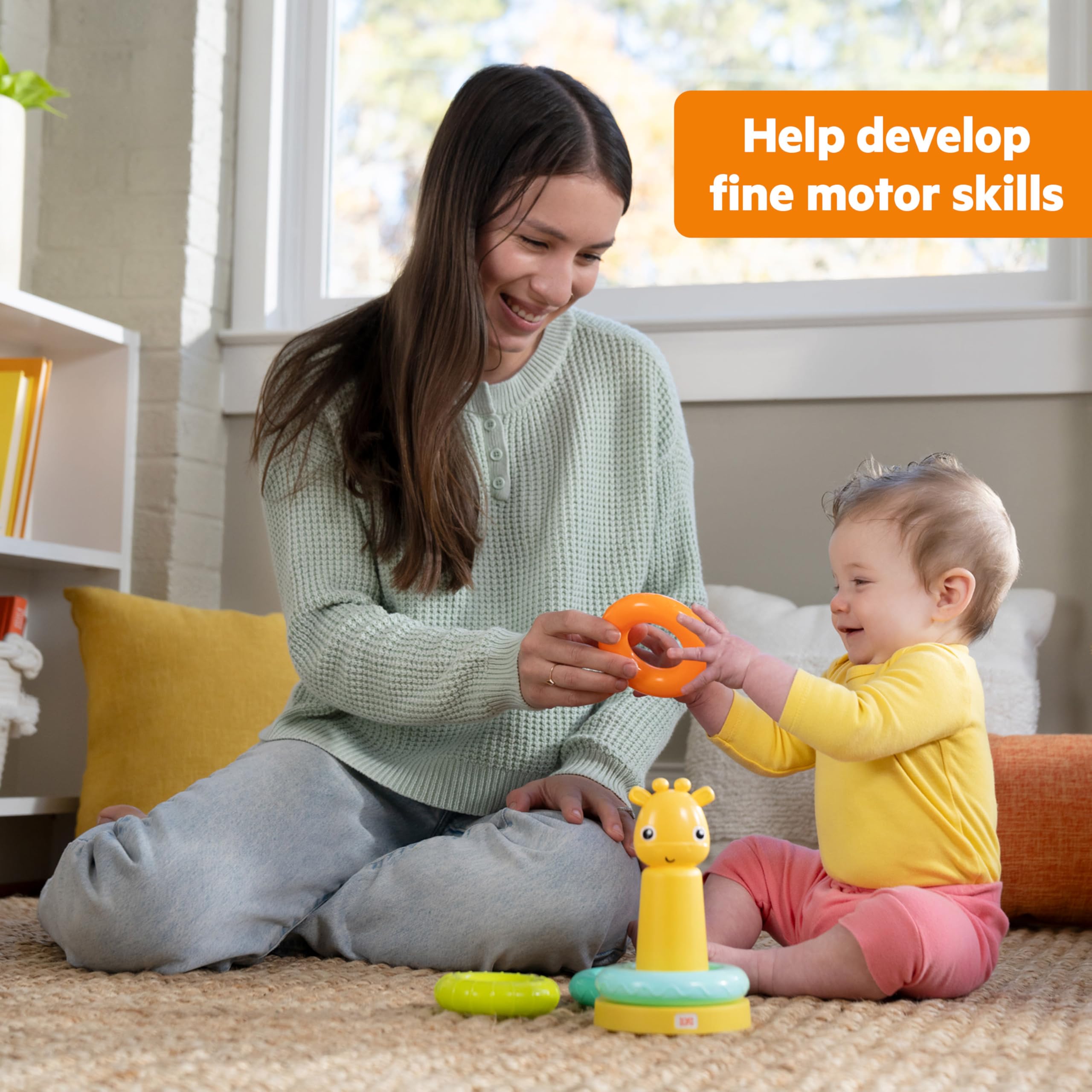 Bright Starts Giraffe Tower Stacking Toy - Fine Motor Skills Development | Ages 6 Months+ 4