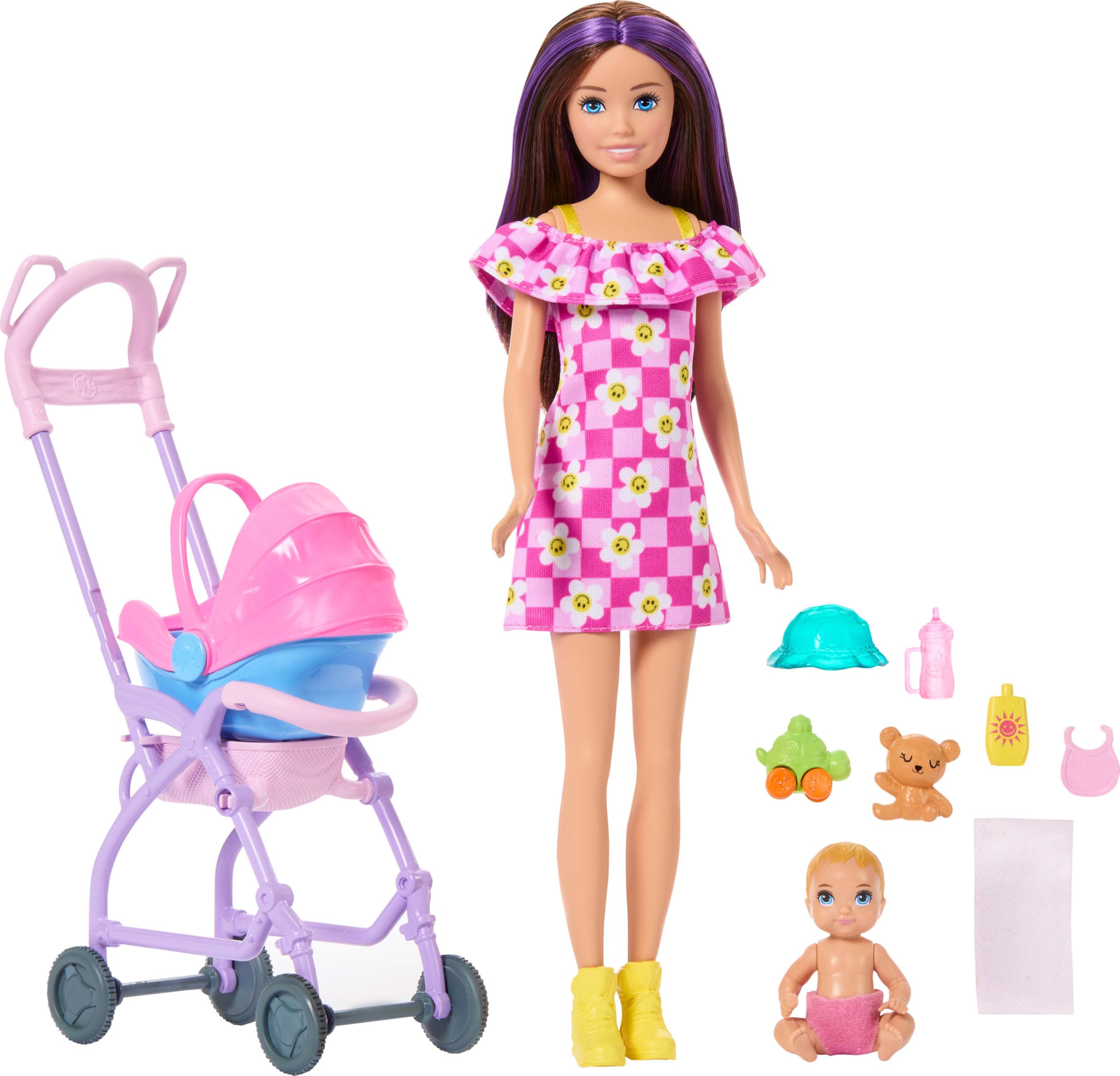Barbie Skipper Babysitters Inc. Playset with Brunette Doll and Blonde Baby Doll | Ages 3+ | Multicolor