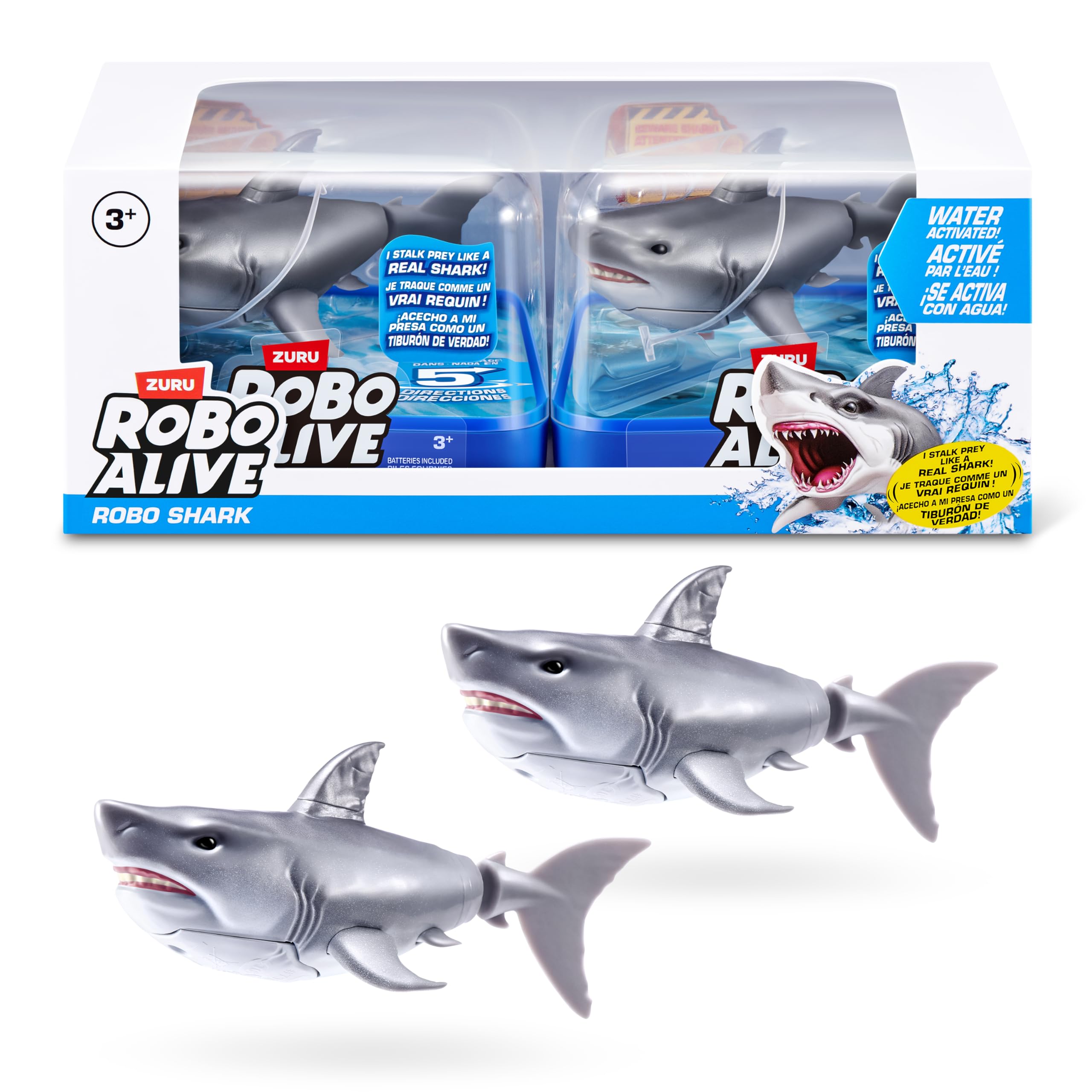 Robo Alive Robo Shark Water Activated Swimming Toy | 2 Pack | White | Ages 3+ 1