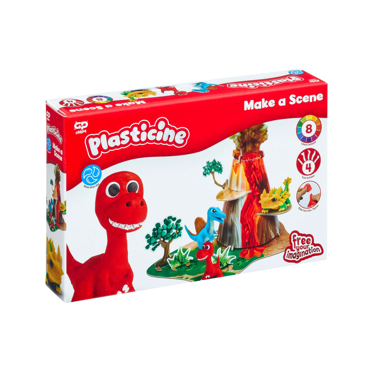 Plasticine Make A Scene Dinosaur Skwishems Set - Ages 3+ | Includes Modelling Clay, Tools & Instructions | Multi-colour