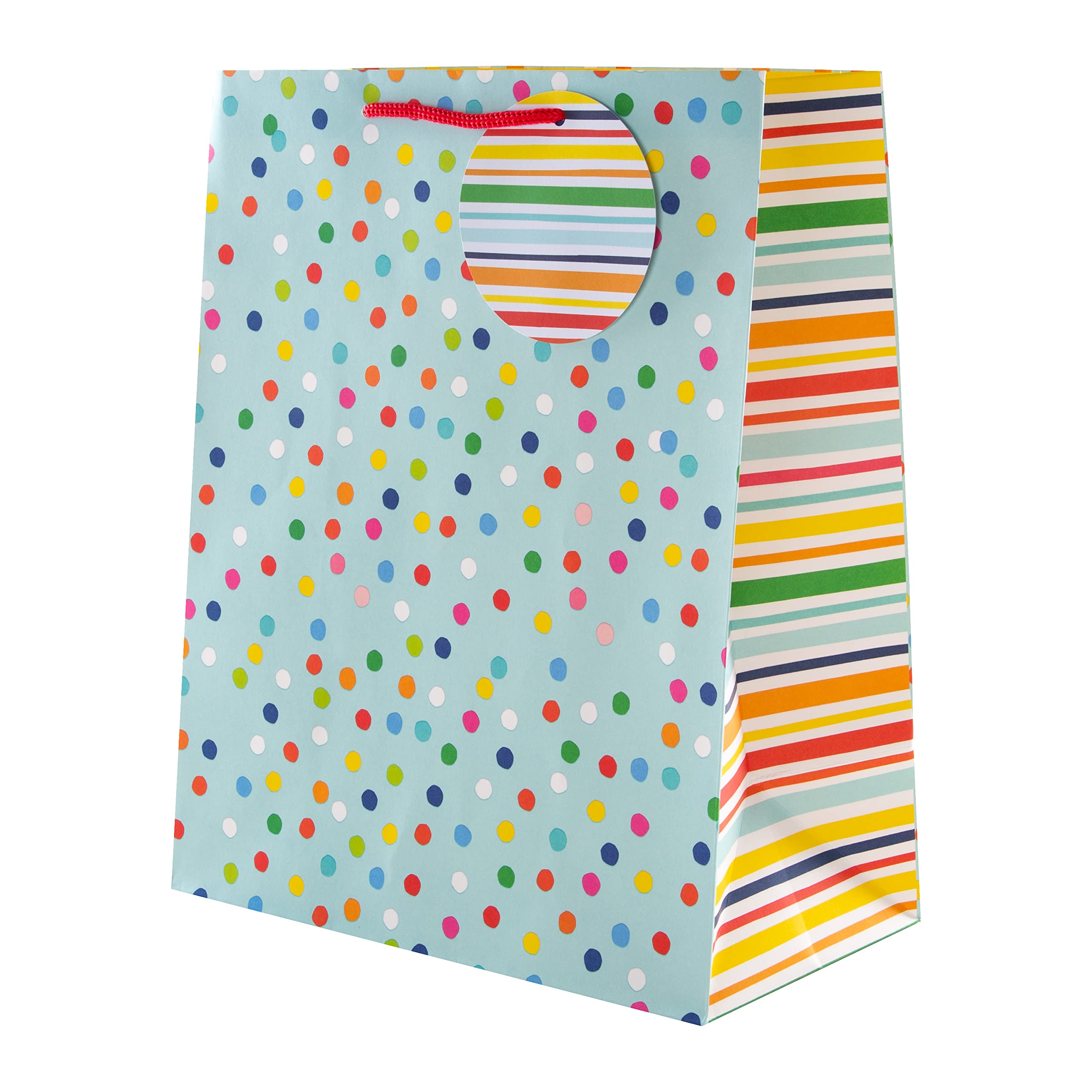 Hallmark Large Gift Bag - Spots and Stripes Design | H33cm x W26.5cm x D14.6cm | Includes Gift Tag 1