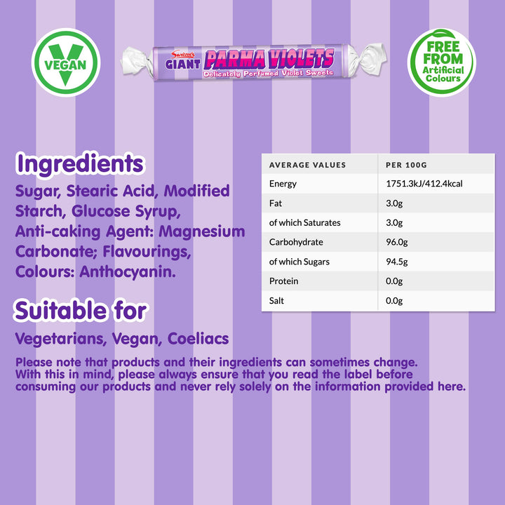 Swizzels Giant Parma Violets 24 Rolls (24 x 40 g) - Vegan-Friendly Retro Sweets Multipack