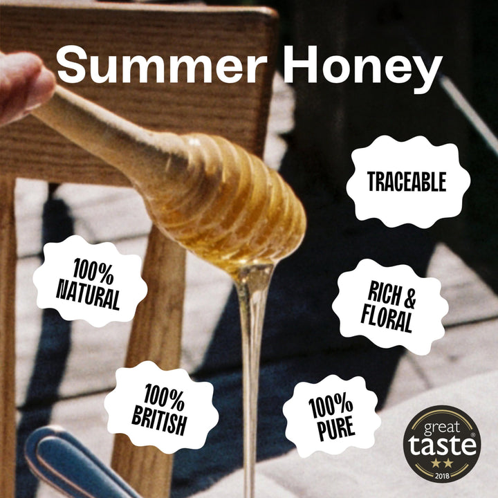 British Summer Honey - Pure and Natural, Single-Origin, Unpasteurised, 1 kg Plastic Tub