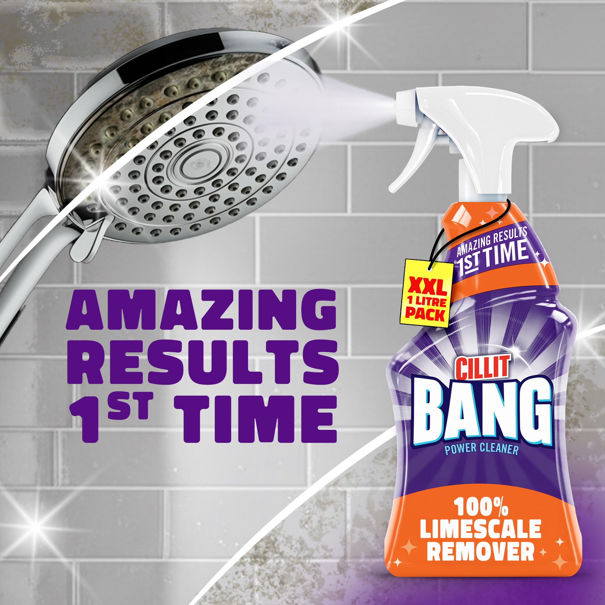 Cillit Bang Limescale Remover Spray - 1000ml | Kills 99.9% of Viruses | Streak-Free Shine 2