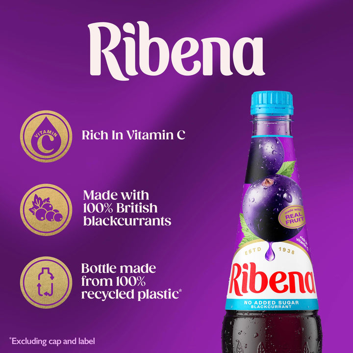 Ribena Blackcurrant Squash No Added Sugar 850ml – Real British Blackcurrant Juice