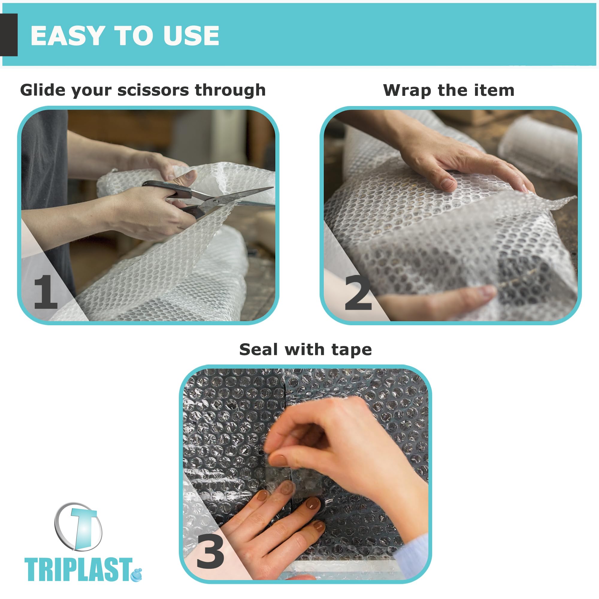 Triplast Bubble Wrap Roll - 500mm x 50m | 30gsm Thickness | Small 10mm Bubbles 7