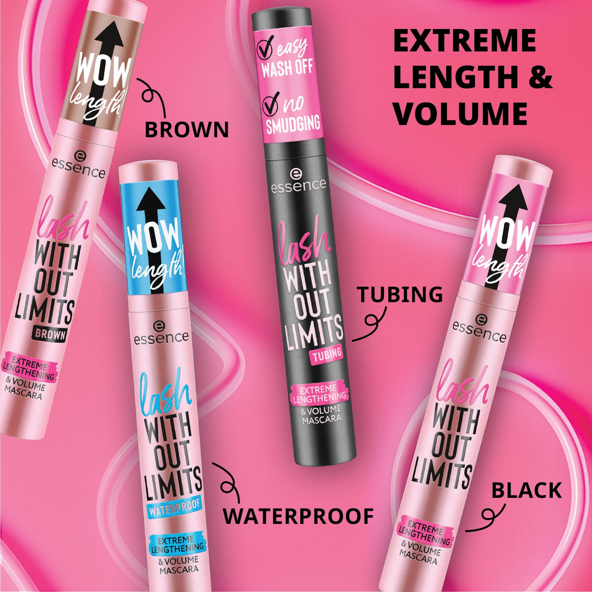 Essence Cosmetics Lash Without Limits Brown Extreme Lengthening & Volume Mascara - Long-Wearing, Thickening, Lengthening | 13 ml 3