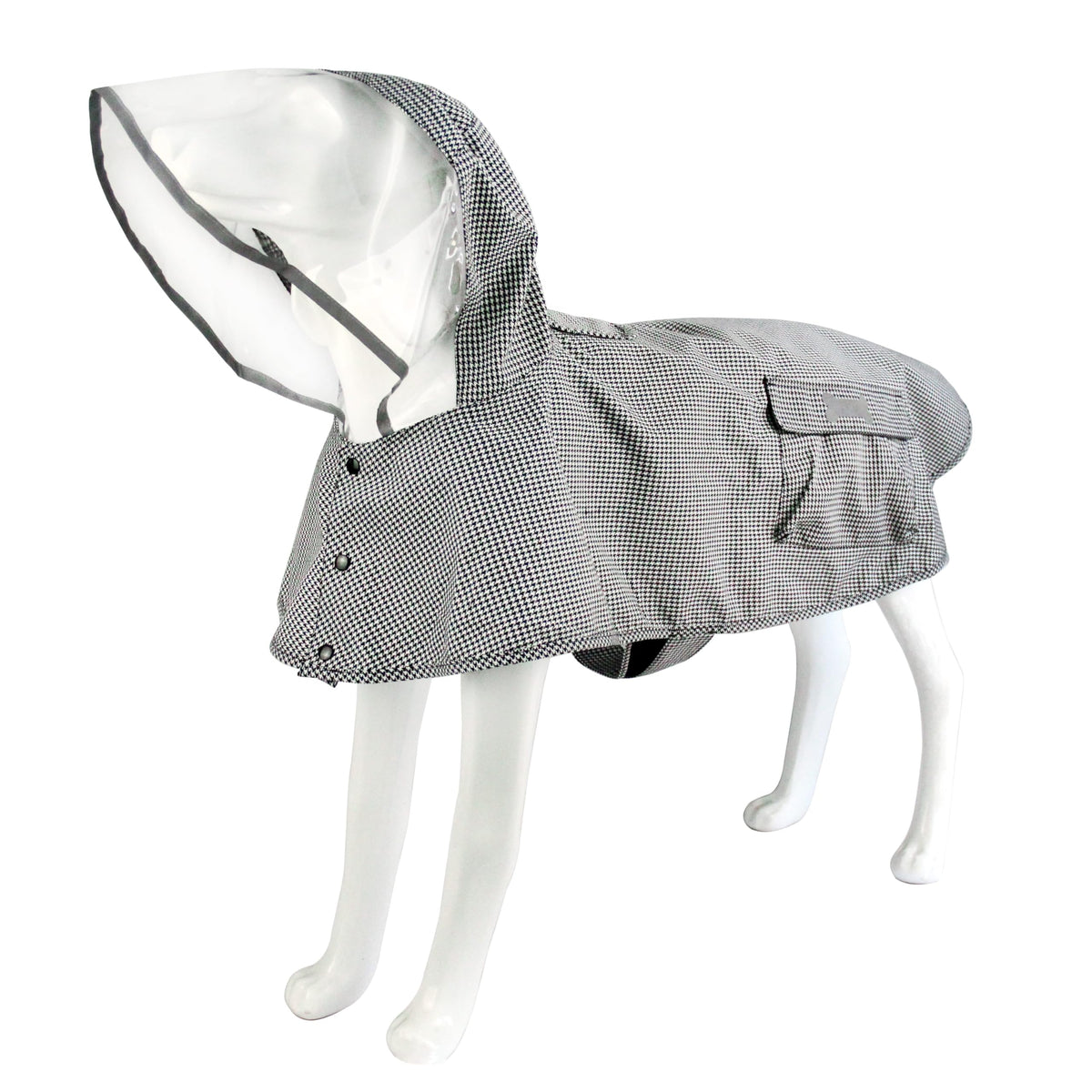 MAMORE Waterproof Dog Raincoat - Adjustable, Reflective, Large, Black/White