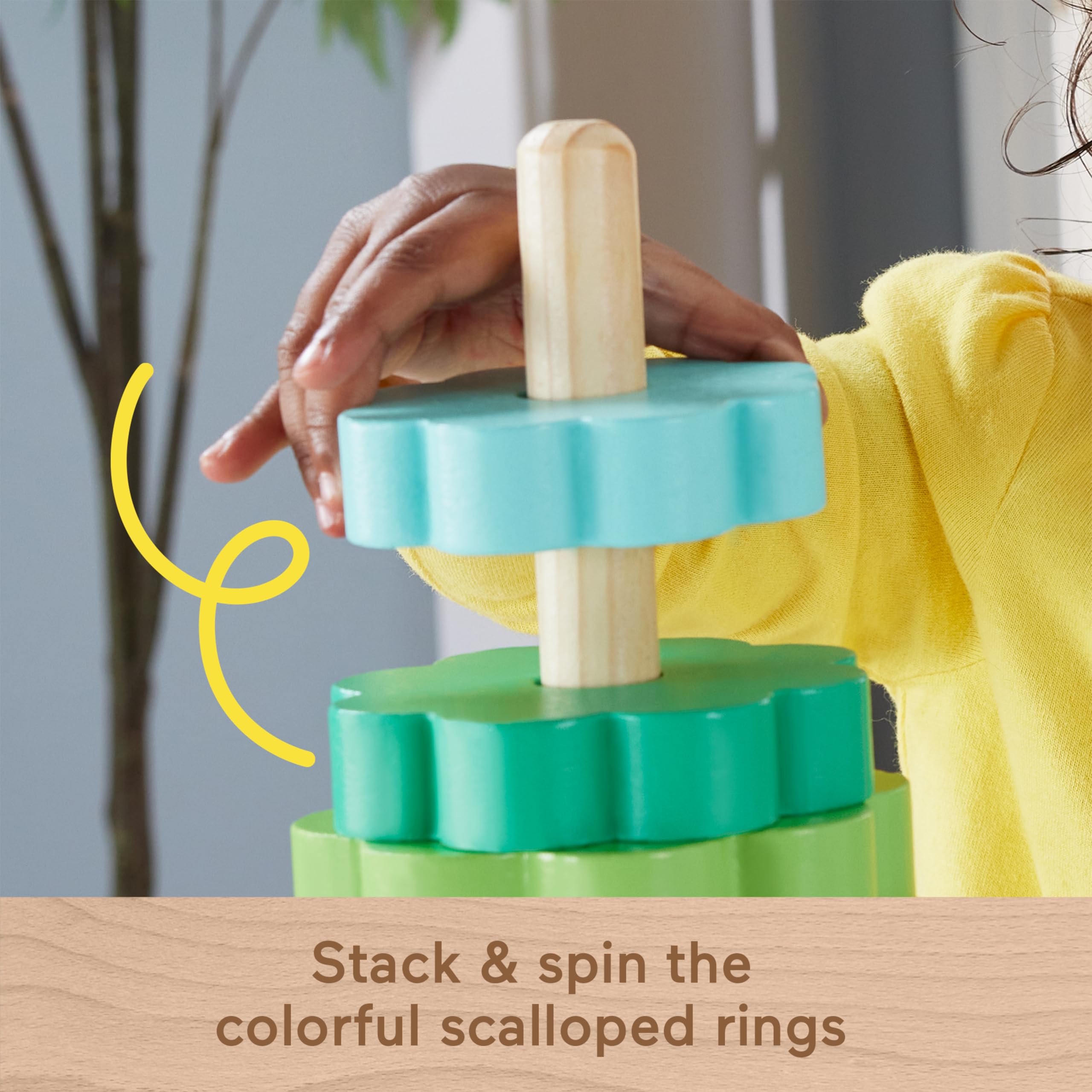 Fisher-Price Wooden Ring Stacker Toy - 10 Wood Pieces for Stacking Play | Ages 18M+ | HXT77 3