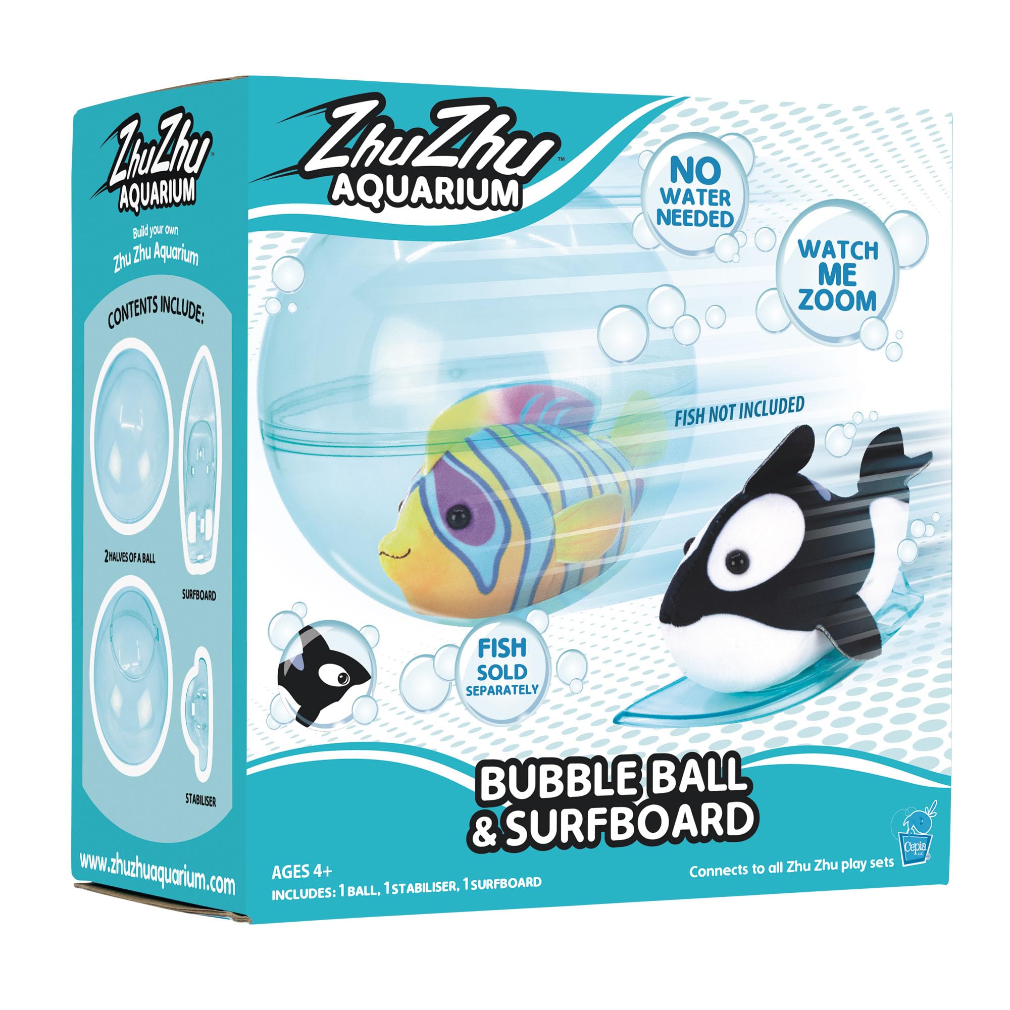 John Adams Zhu Zhu Pets Aquarium Bubble Ball & Surfboard Playset for Ages 4-10 1