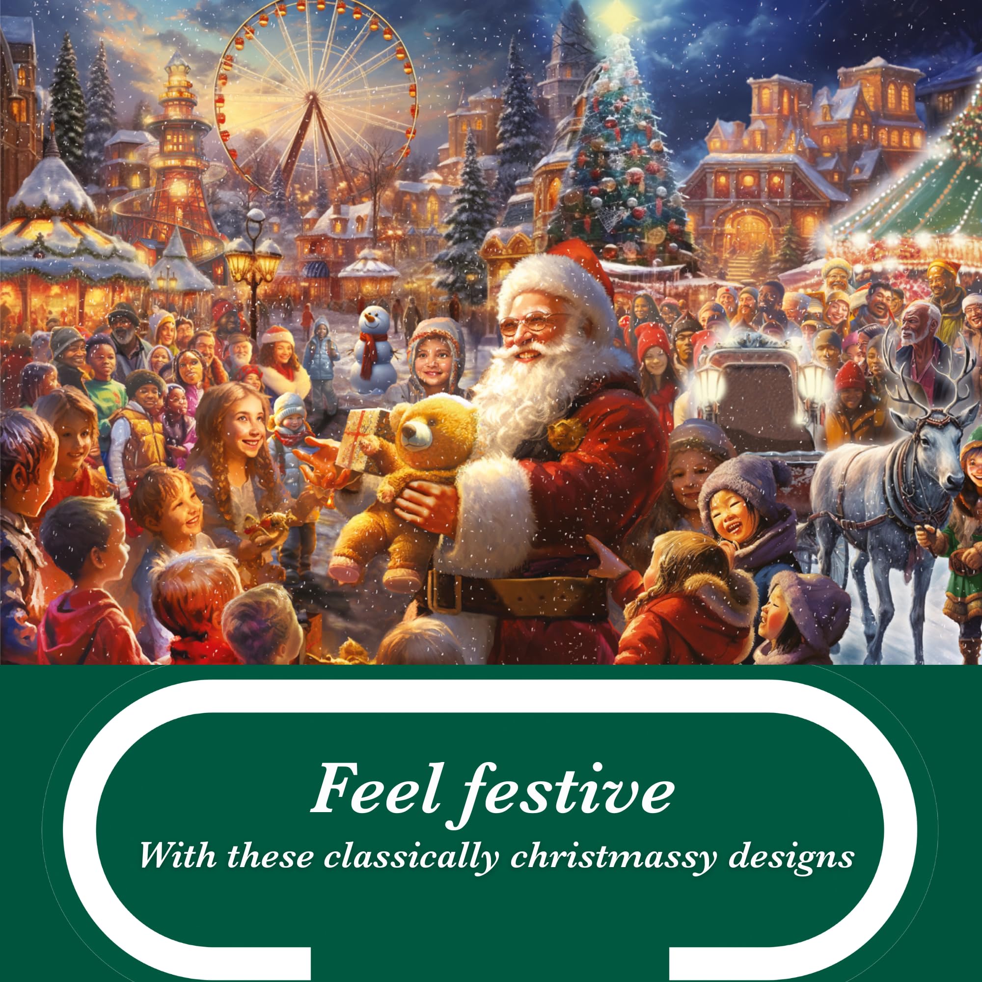 Falcon Christmas Wonderland - 2 x 1000 Piece Jigsaw Puzzle for Adults - Illustrated by Michele Farella 4