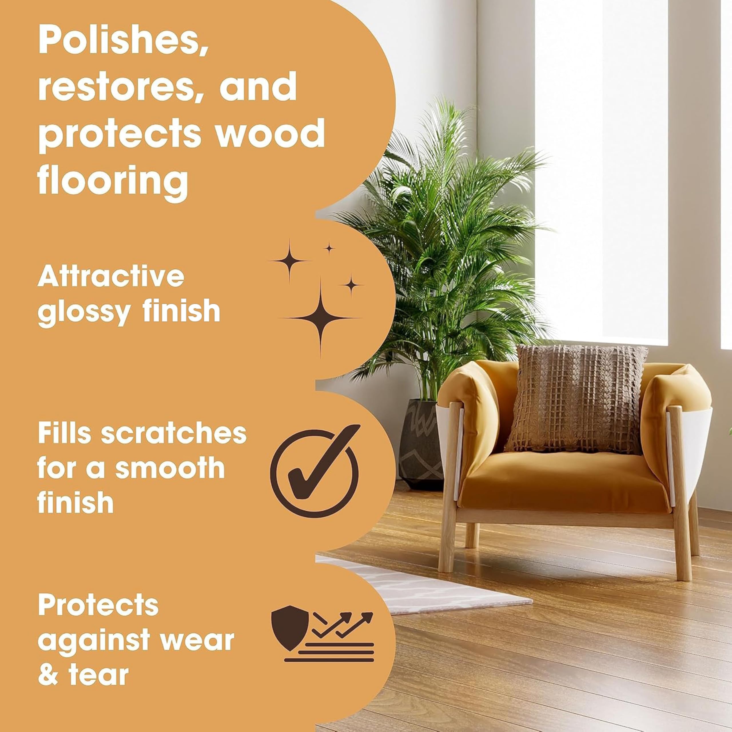 Furniture Clinic Wood Floor Polish - Glossy Finish & Stain Protection | 500ml Liquid