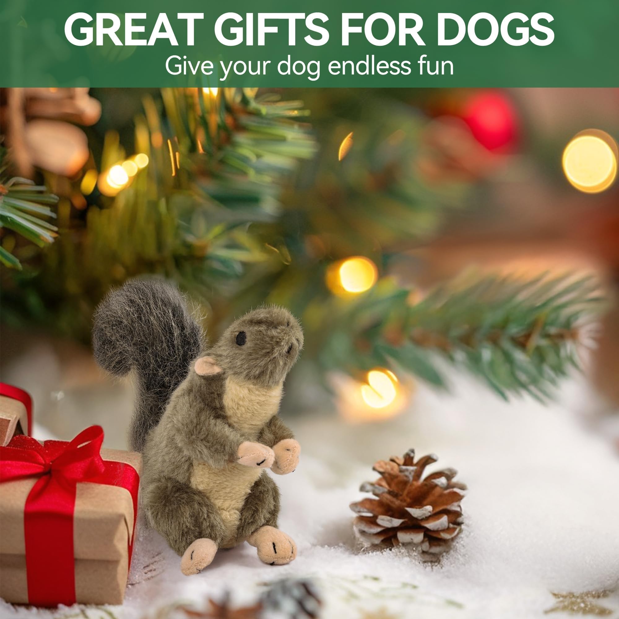 ALL FOR PAWS Squirrel Plush Dog Toy with Squeaker | Small Size | Lightweight 9