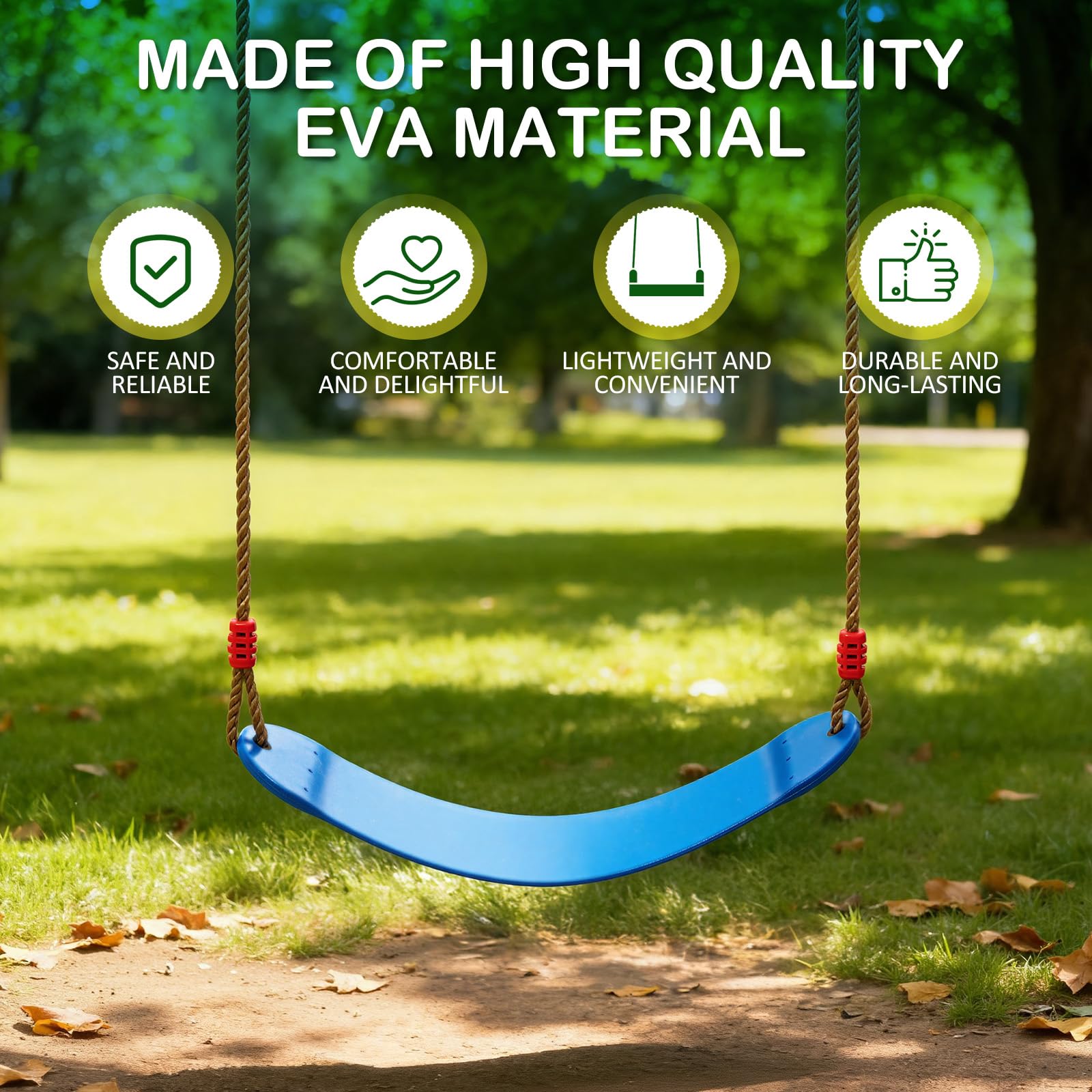 EXTSUD Outdoor Swing Seat - EVA Soft Rocking Chair | Adjustable 145-220cm Ropes | 150kg Load Capacity | Blue