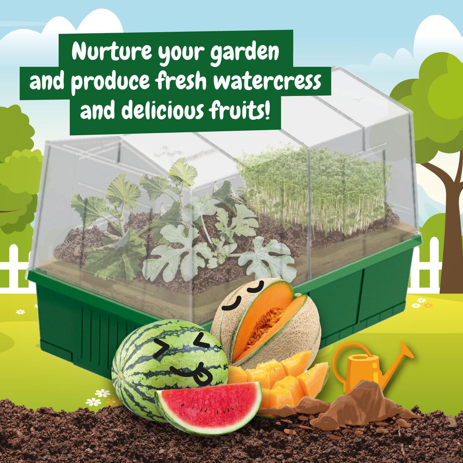 Science4you Small Greenhouse for Kids - Grow Kit with Watermelon, Melon & Watercress Seeds for Children 6+ 10
