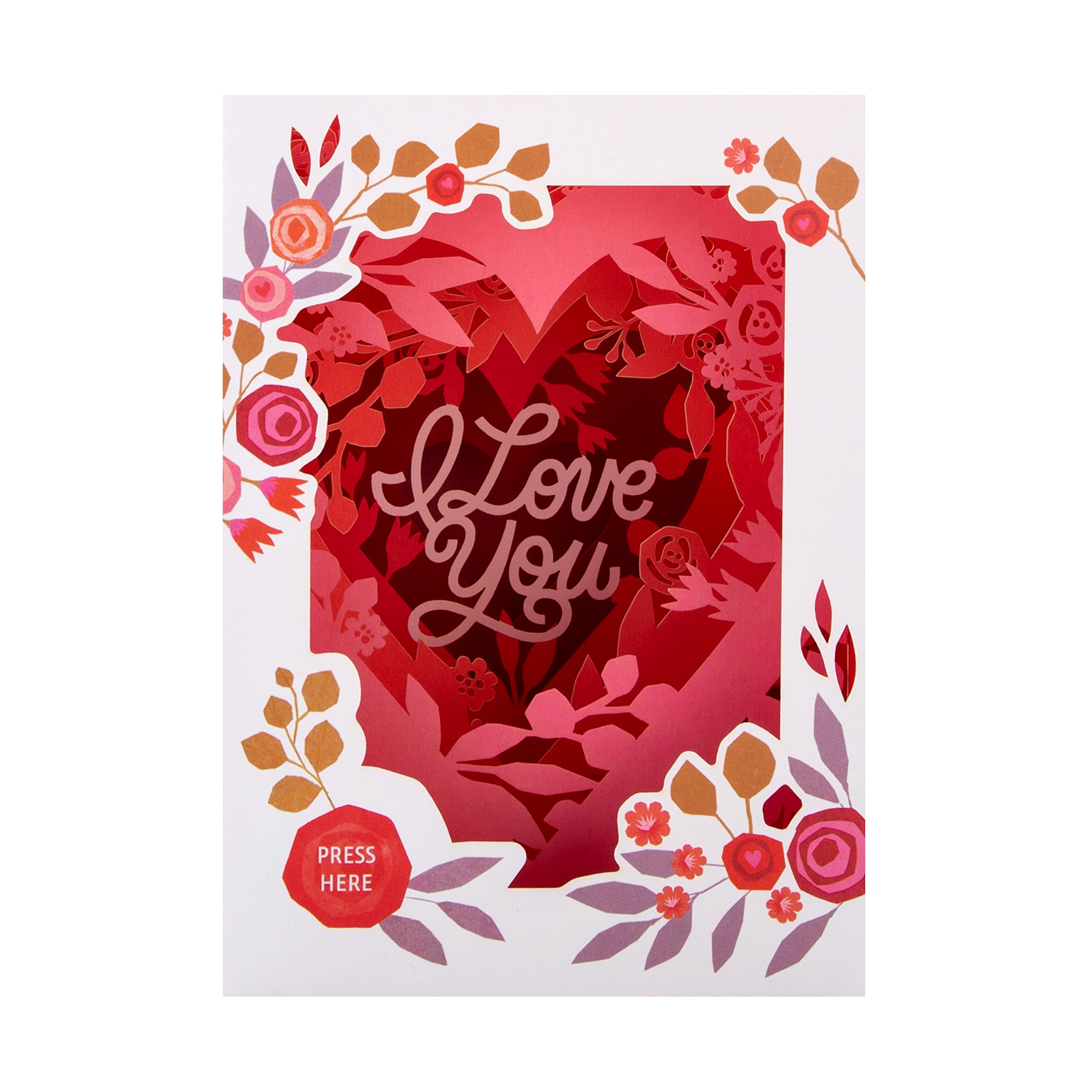 Hallmark Valentines Day Card - 3D Pop Up Shadowbox with Music & Lights | Floral Hearts 3