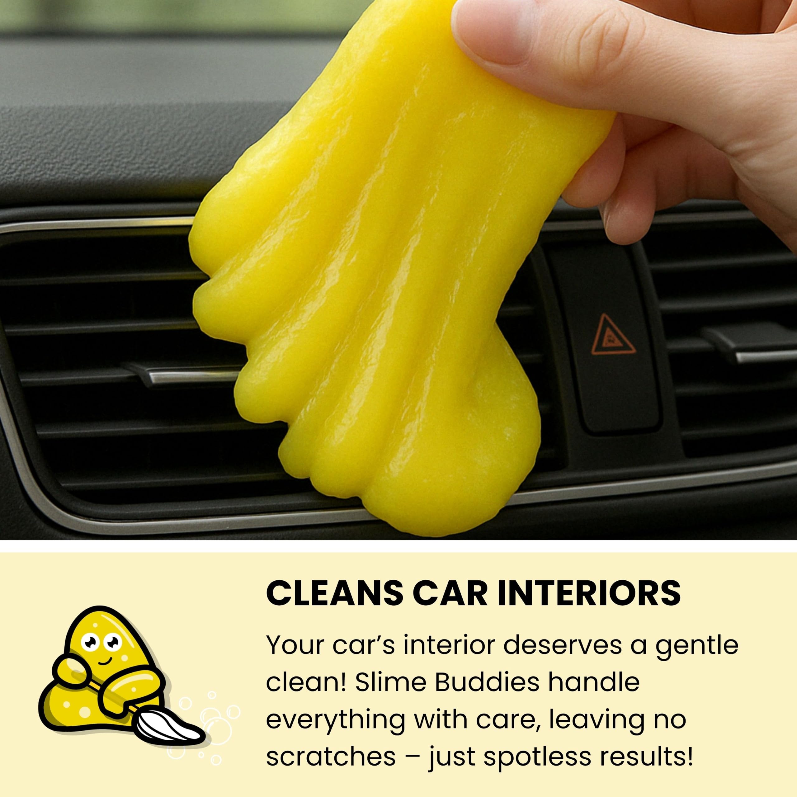 Slime Buddies Cleaning Putty Gel - Lemon Scented for Electronics & Car Interiors | Reusable 3