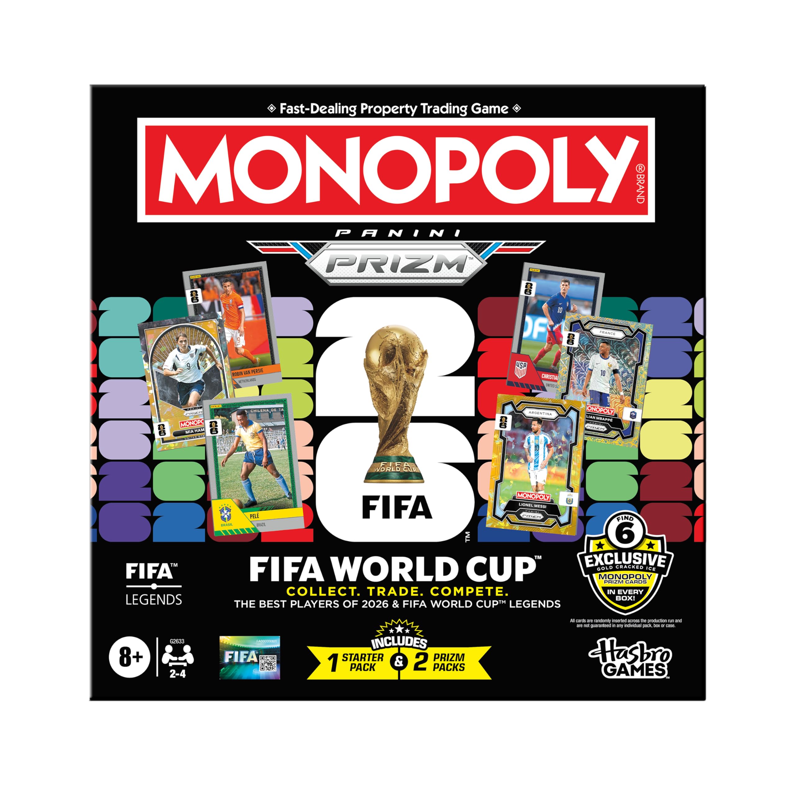 Monopoly Panini Prizm: FIFA World Cup 2026 Board Game | Includes 16 Trading Cards | Ages 8+ 1