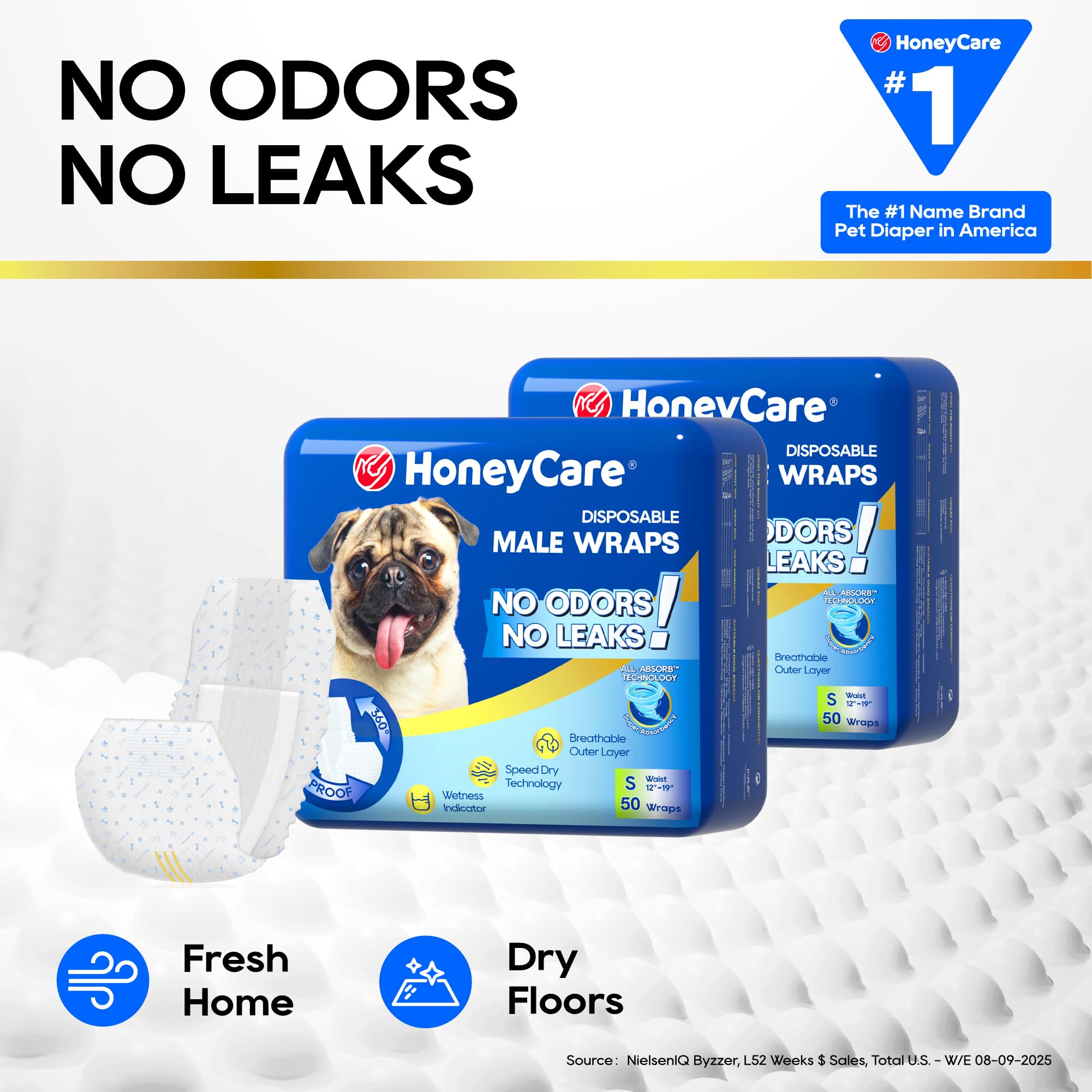 HONEY CARE All-Absorb A26 Male Dog Wraps - Small Size, 50 Count | Breathable & Leak-Proof 3