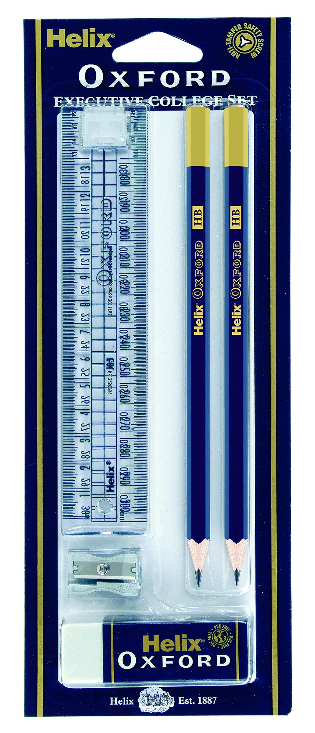 Helix Oxford Executive College Set P92180 | HB Pencils, 30cm Rule, Eraser, Sharpener 1
