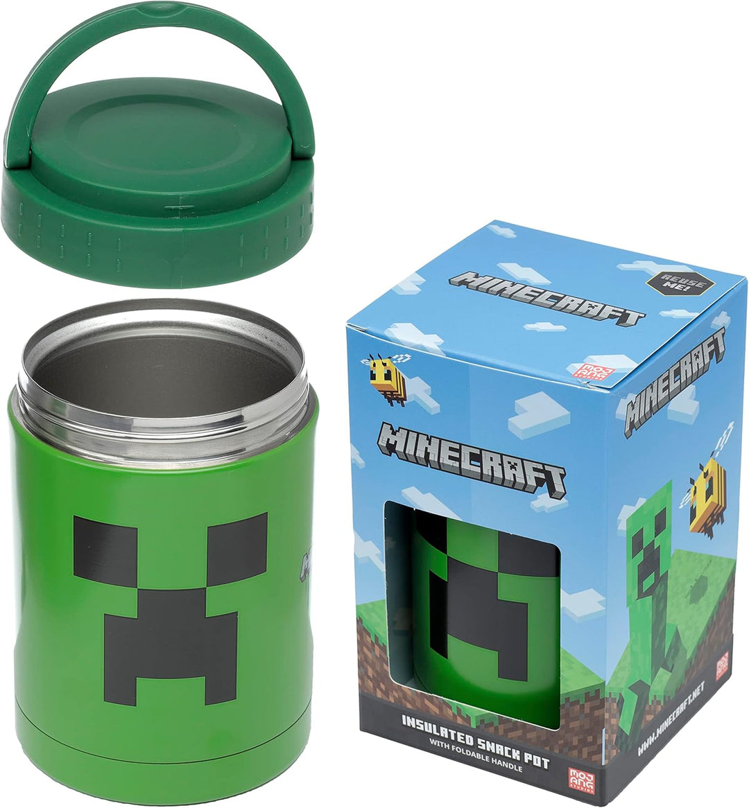 Puckator Officiallty Licensed Minecraft Creeper Reusable Stainless Hot & Cold Th