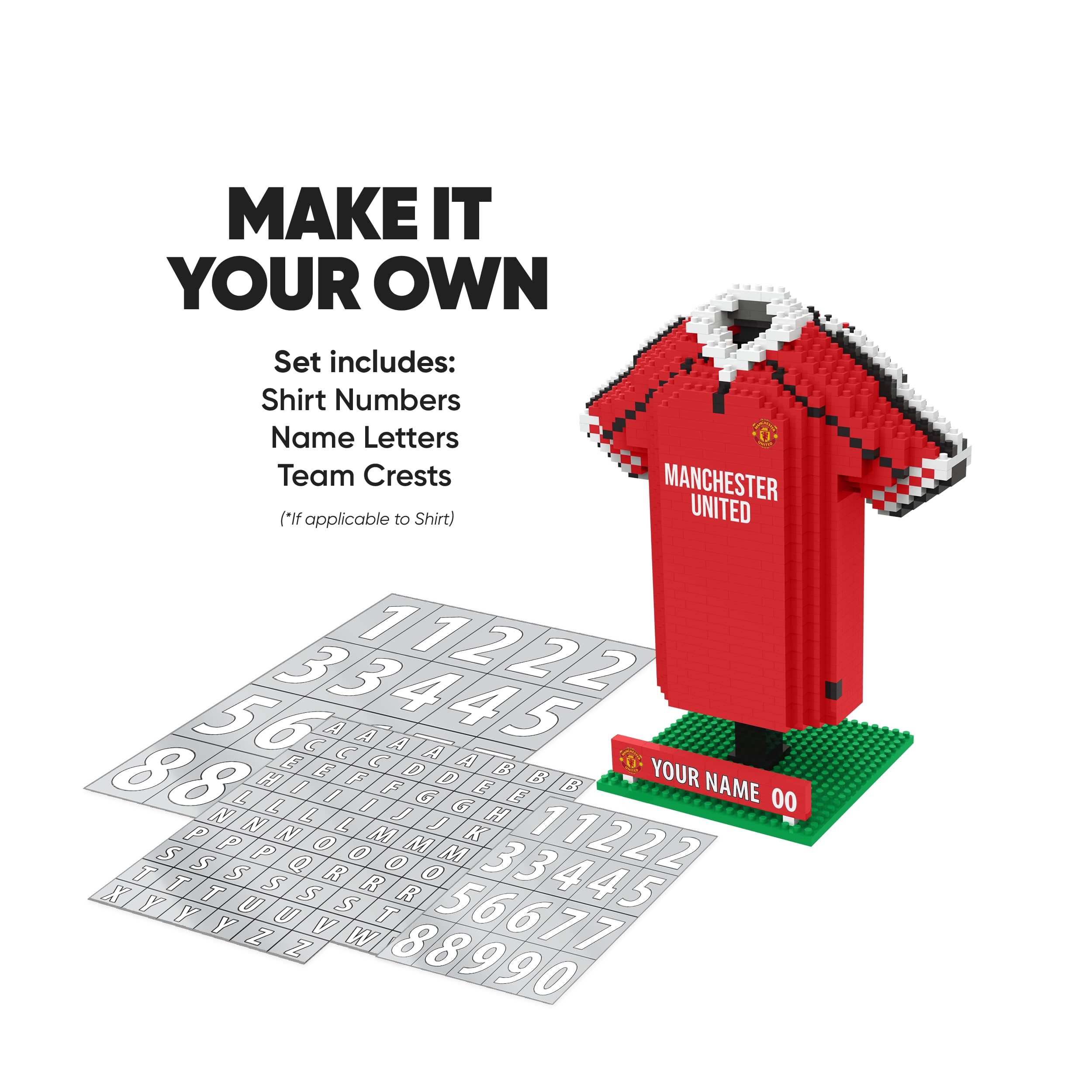 FOCO BRXLZ Manchester United FC Desk Shirt 3D Bricks Set | Personalizable | Ages 12+ 2