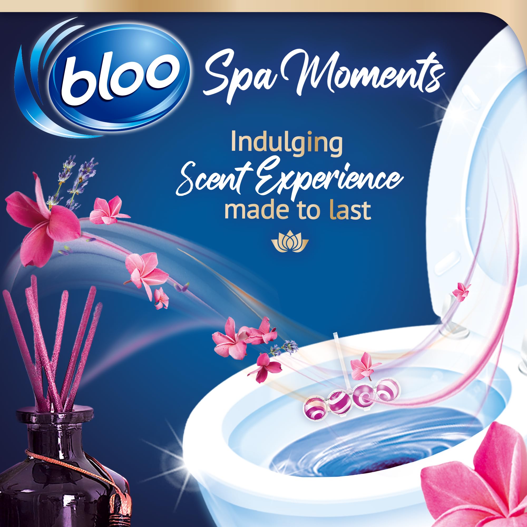 Bloo Spa Moments Harmony Toilet Rim Block Cleaner | 4-Function Formula | Prevents Limescale | 50g 4