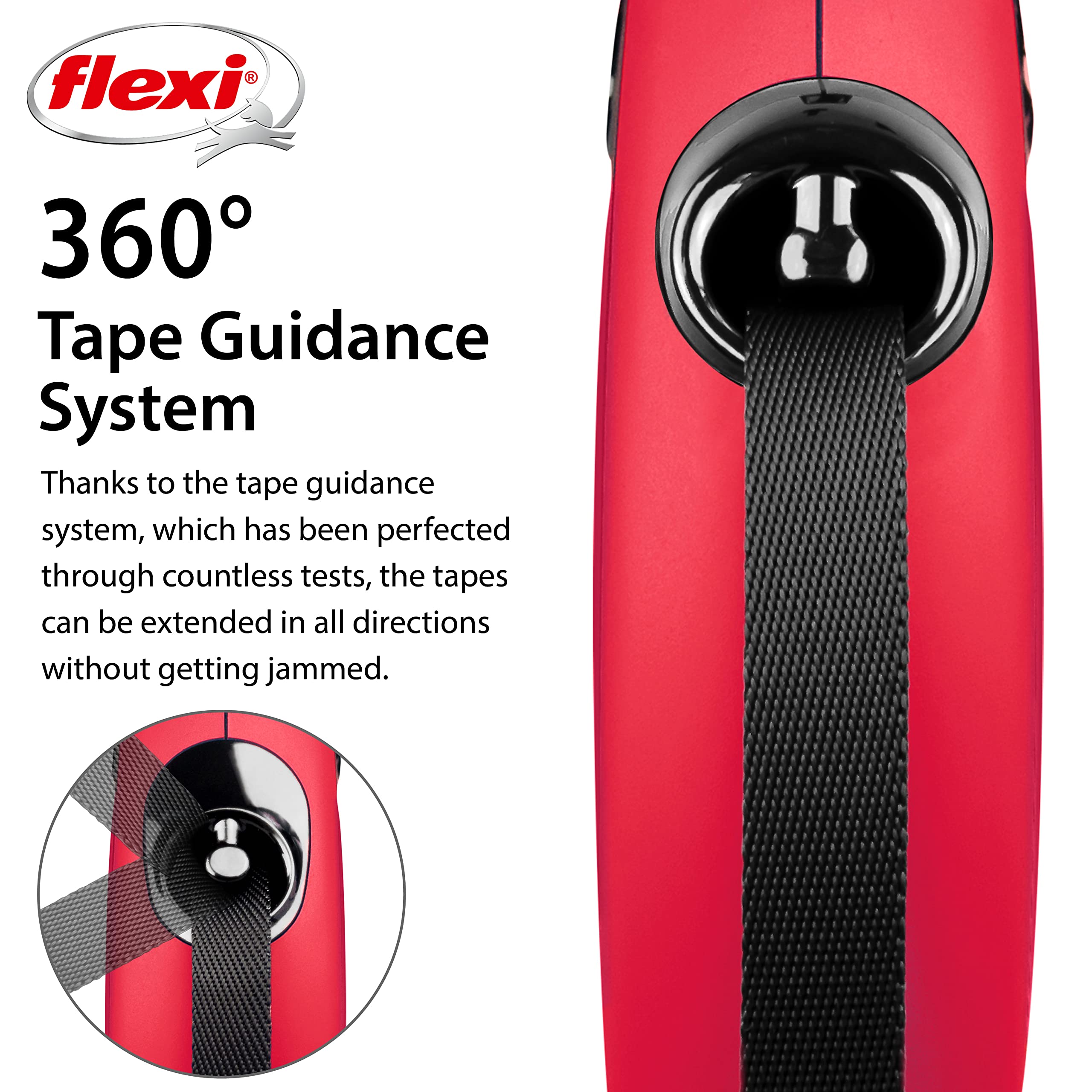flexi Classic L Tape Retractable Lead for Dogs up to 50 kg | 8m Length | Red 3