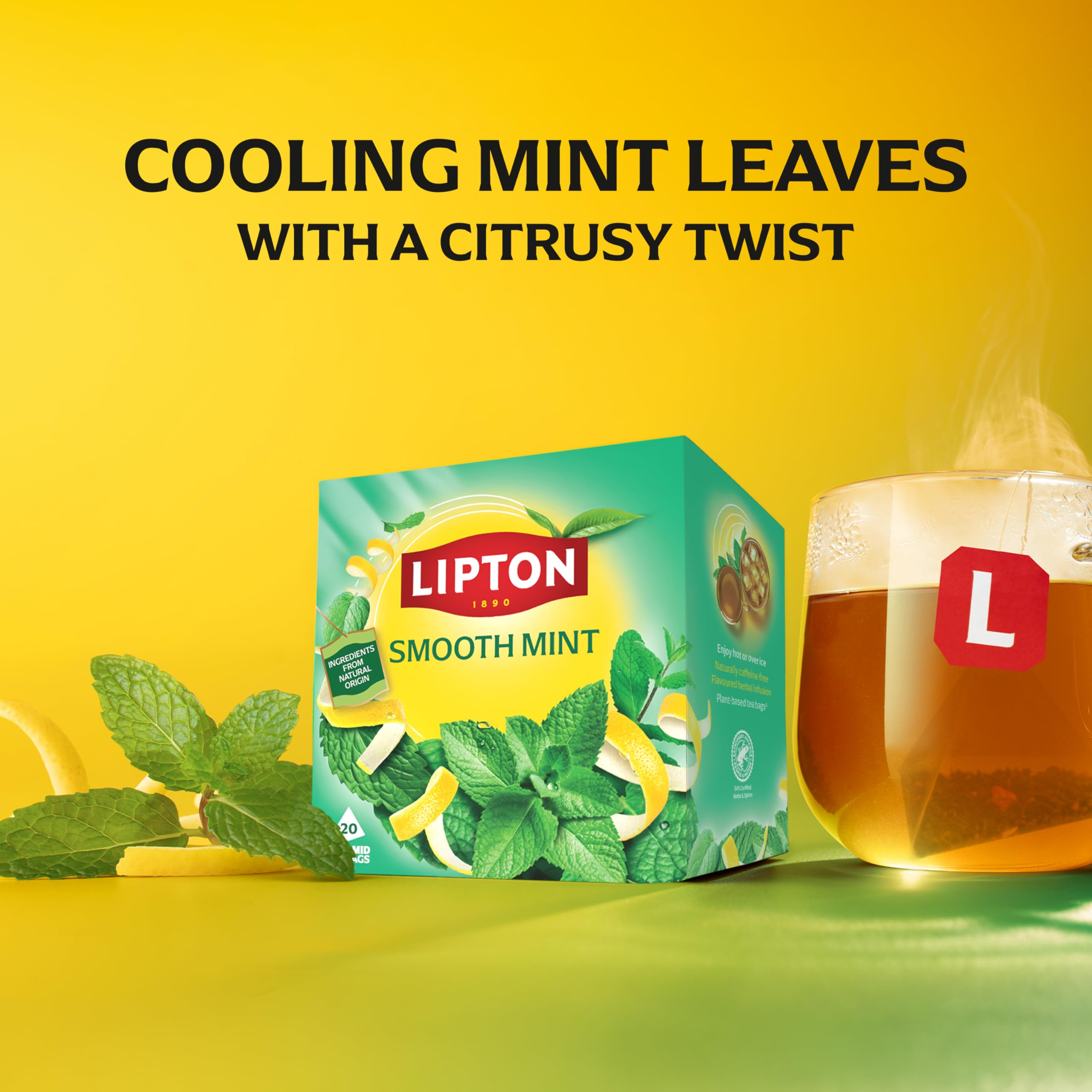 Lipton Smooth Mint Fruit Infusion Herbal Tea Bags - Mint & Lemon Peels, 20 Count