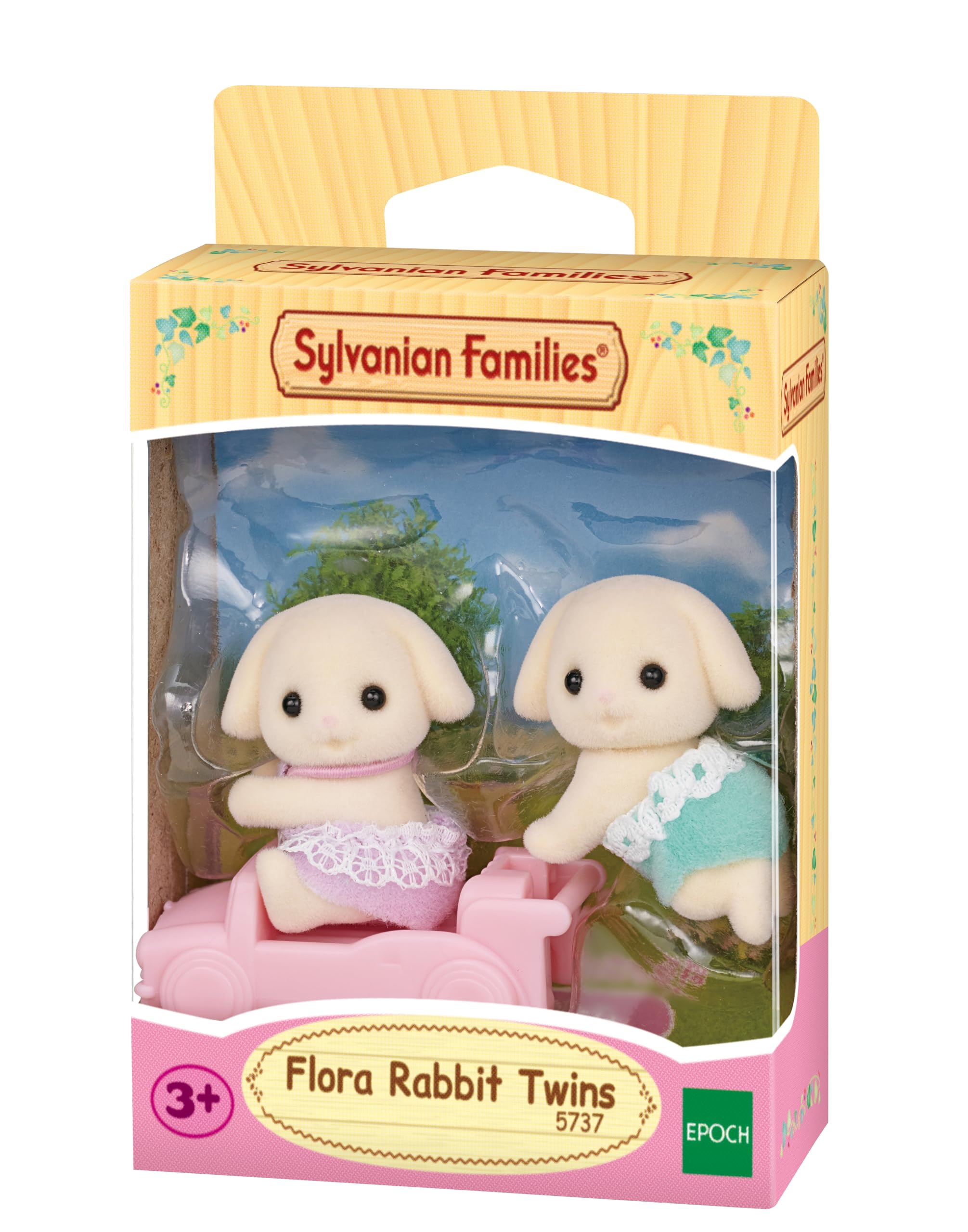 Sylvanian Families Flora Rabbit Twins (5737) with Pushcart | Ages 3+