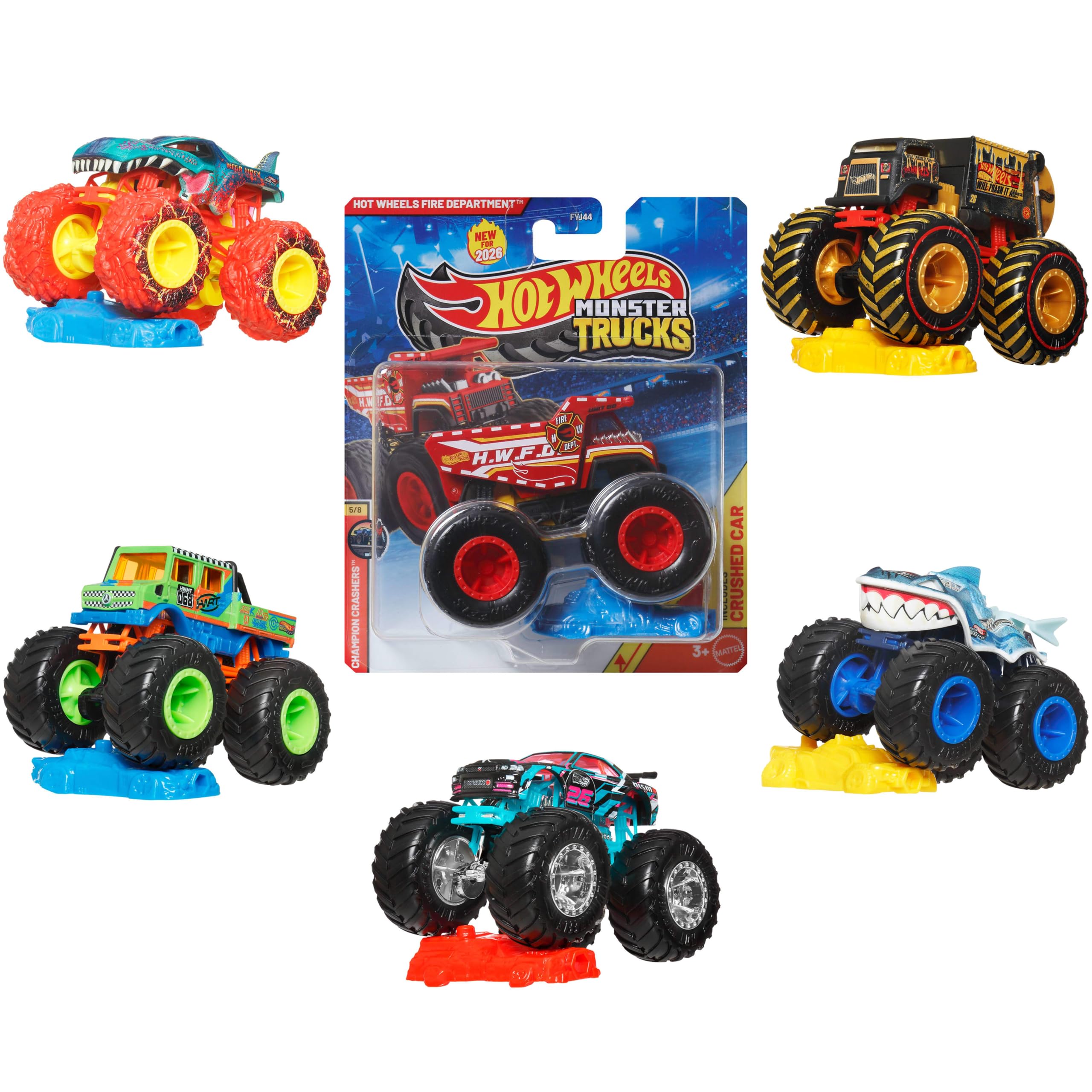 Hot Wheels Monster Trucks 1:64 Scale Die-Cast Assortment with Giant Wheels 2
