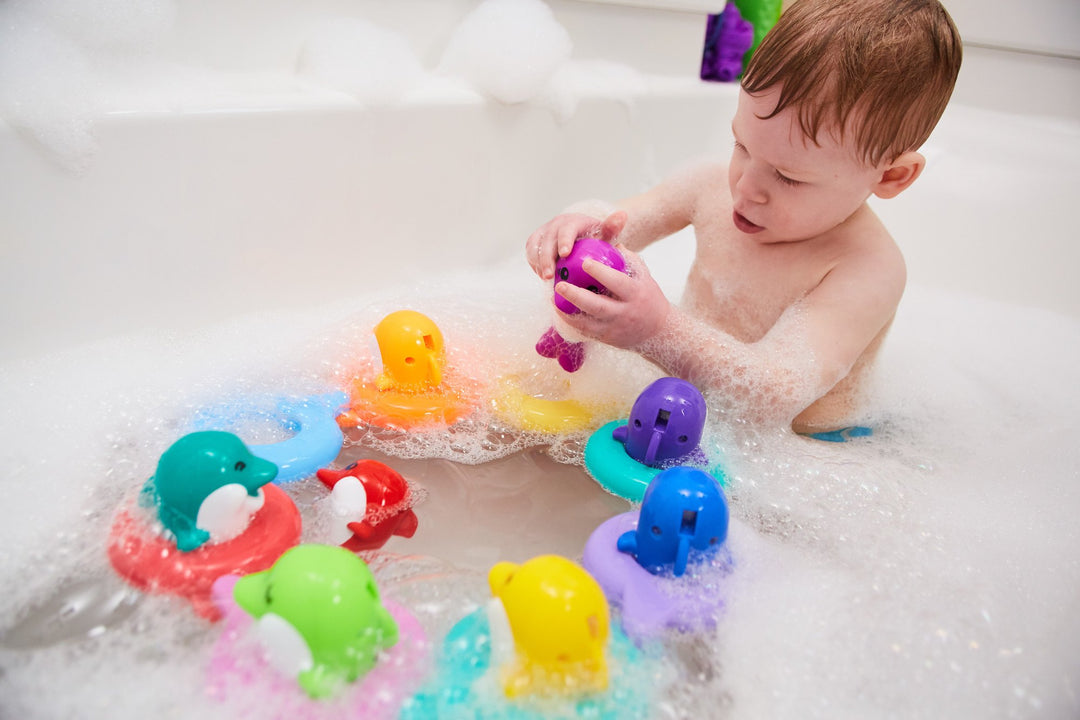 Jouet de bain pour bébé Tomy Toomies Do Re Mi Dolphins | Jouet éducatif et musical pour les tout-petits