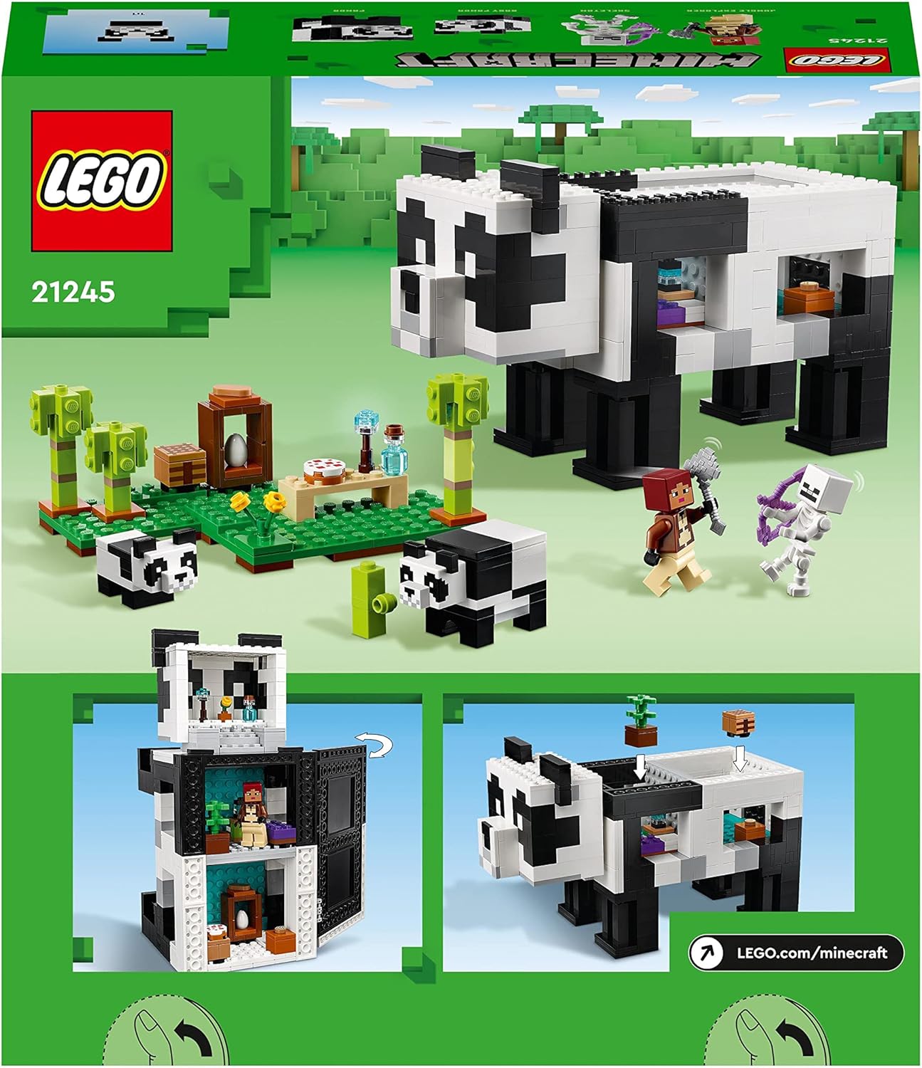 LEGO 21245 Minecraft The Panda Haven Set - 3-Floor Movable Panda House Playset for Kids 8+ 2