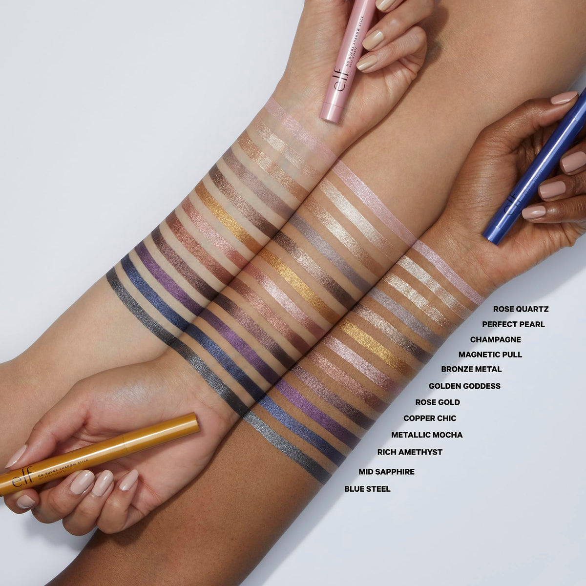 e.l.f. No Budge Shadow Stick - Smudge Proof & Crease Resistant Metallic Cream Eyeshadow | Grey Magnetic