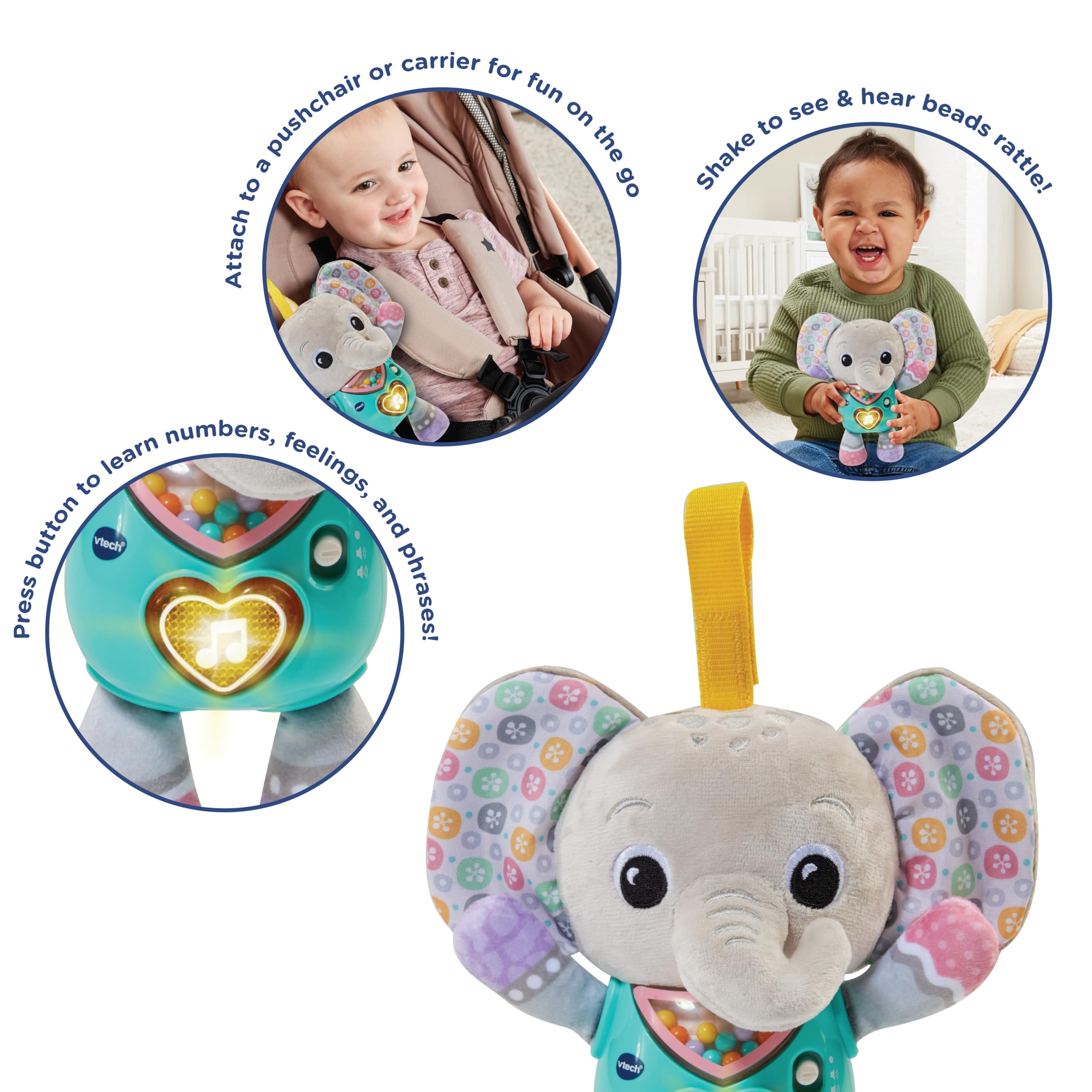VTech Baby Cuddle & Sing Elephant - Interactive Learning Toy | Ages 3-18 Months | Pastel Pink