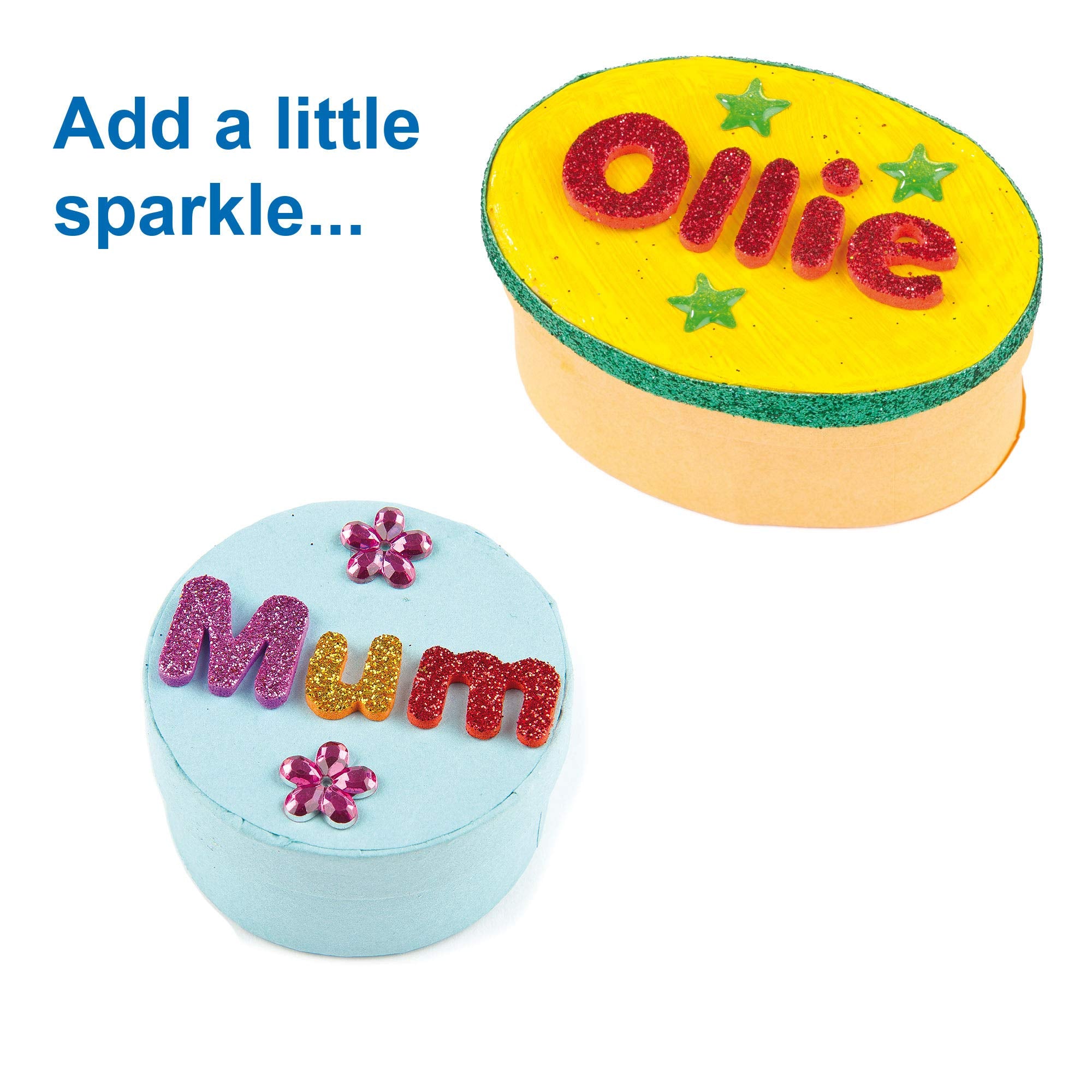 Baker Ross EX594 Glitter Letter Puffy Stickers - 850 Pack Self Adhesive Foam Shapes | 1cm-1.5cm 5