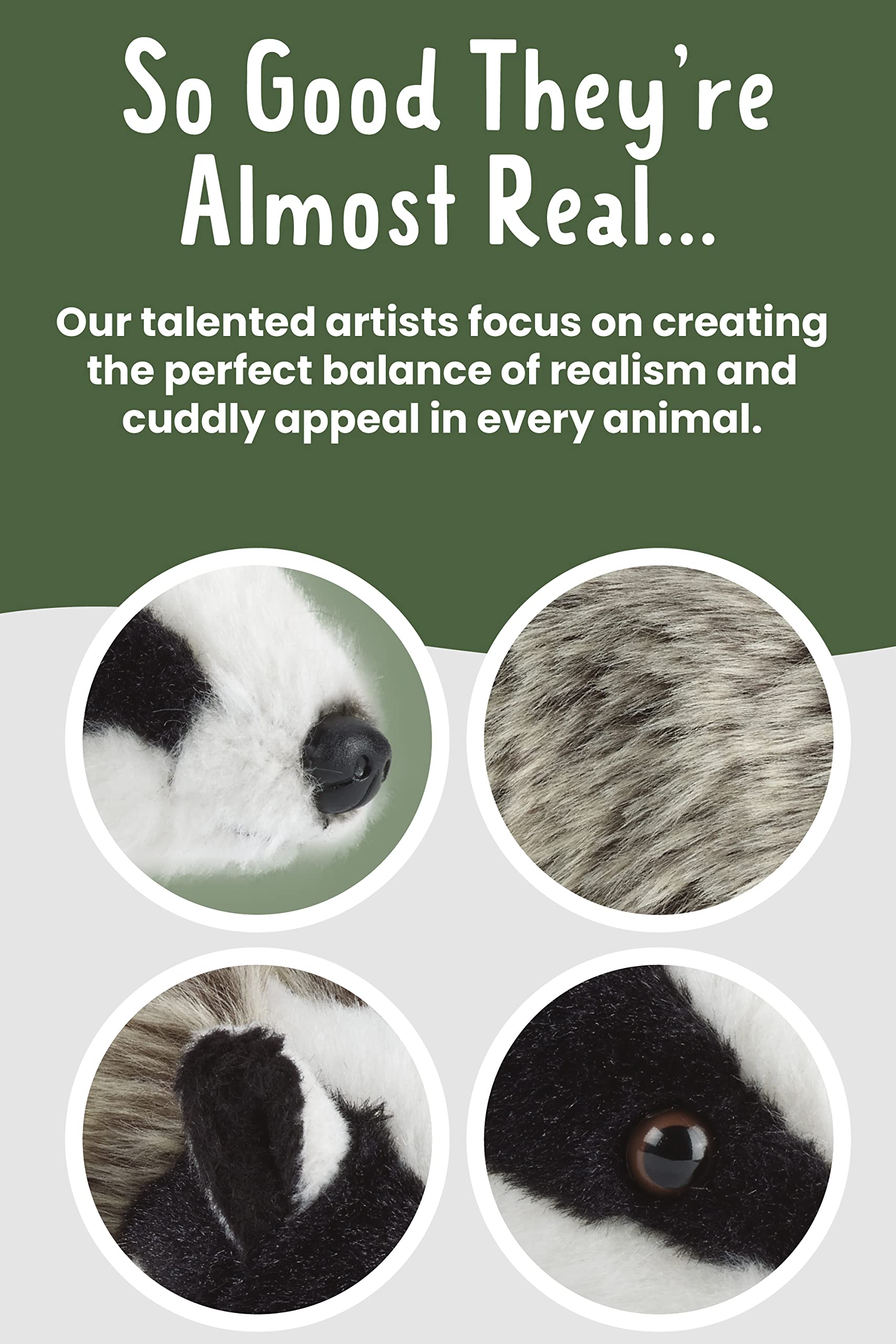 Living Nature Badger Soft Toy AN234 - Medium 20cm | Eco-Friendly Plush | Educational 3