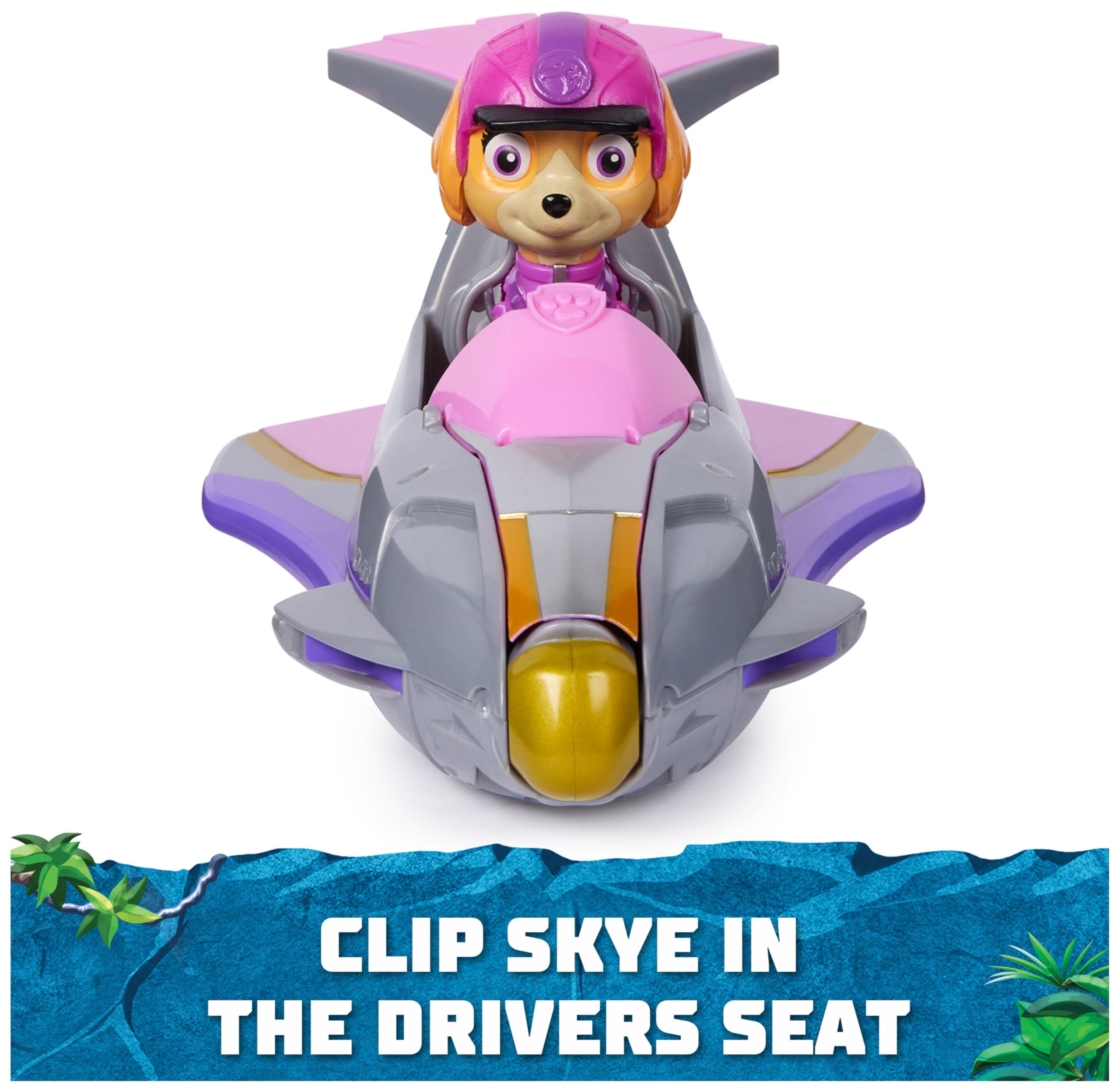 Paw Patrol Jungle Pups Skye Falcon Vehicle - Transforming Toy Jet with Collectible Action Figure, Ages 3+ 4