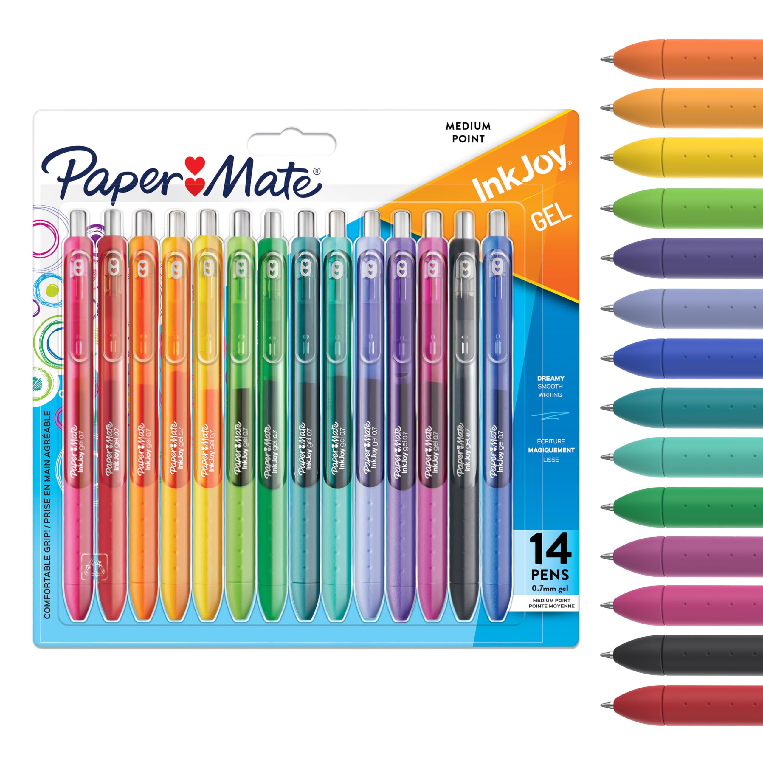 Paper Mate InkJoy Gel Pens - 14 Assorted Vibrant Ink Colours | Quick-Drying Ink | Comfort Grip