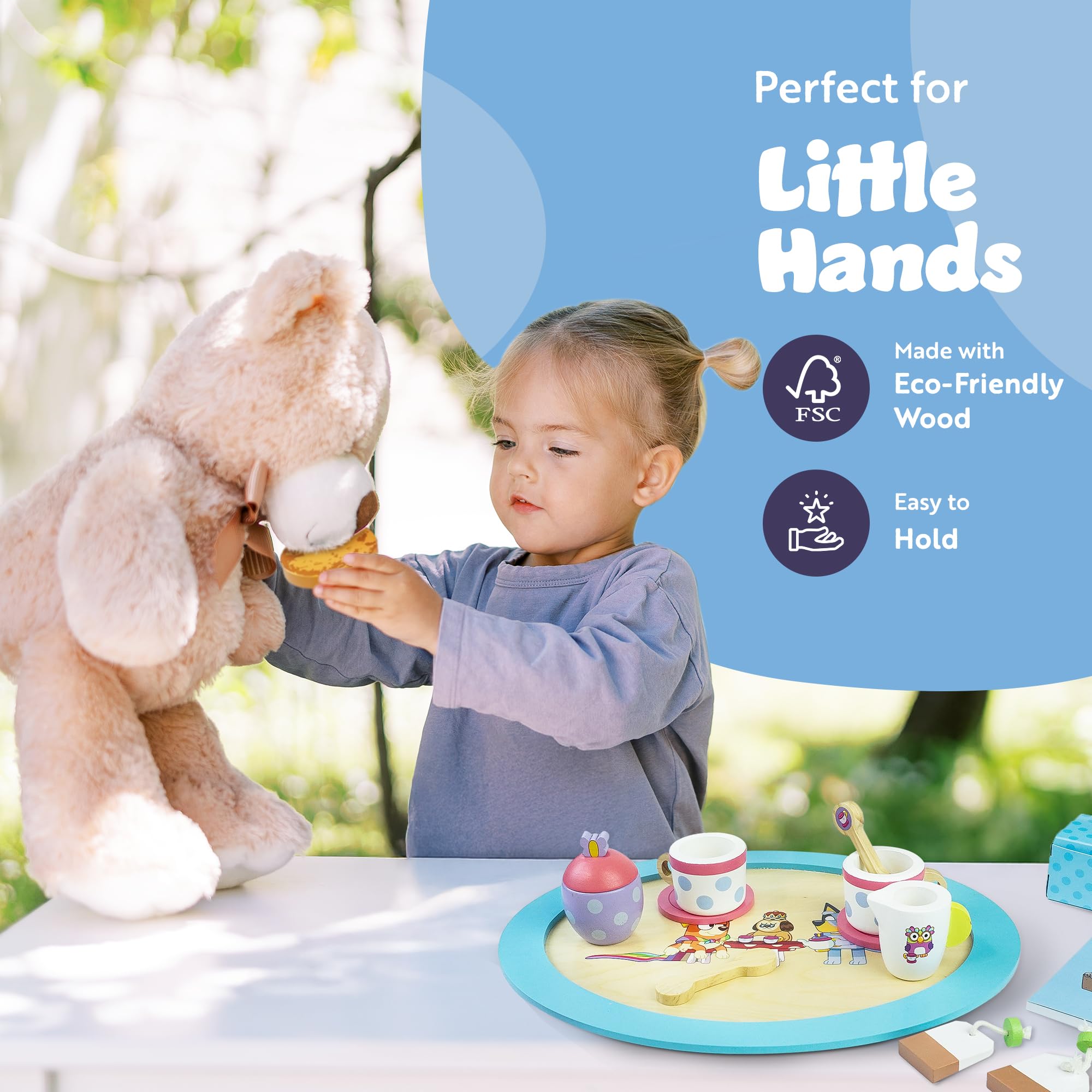 Bluey Wooden Tea Set - 20 Piece Pretend Play Toy for Kids Aged 3+ 3