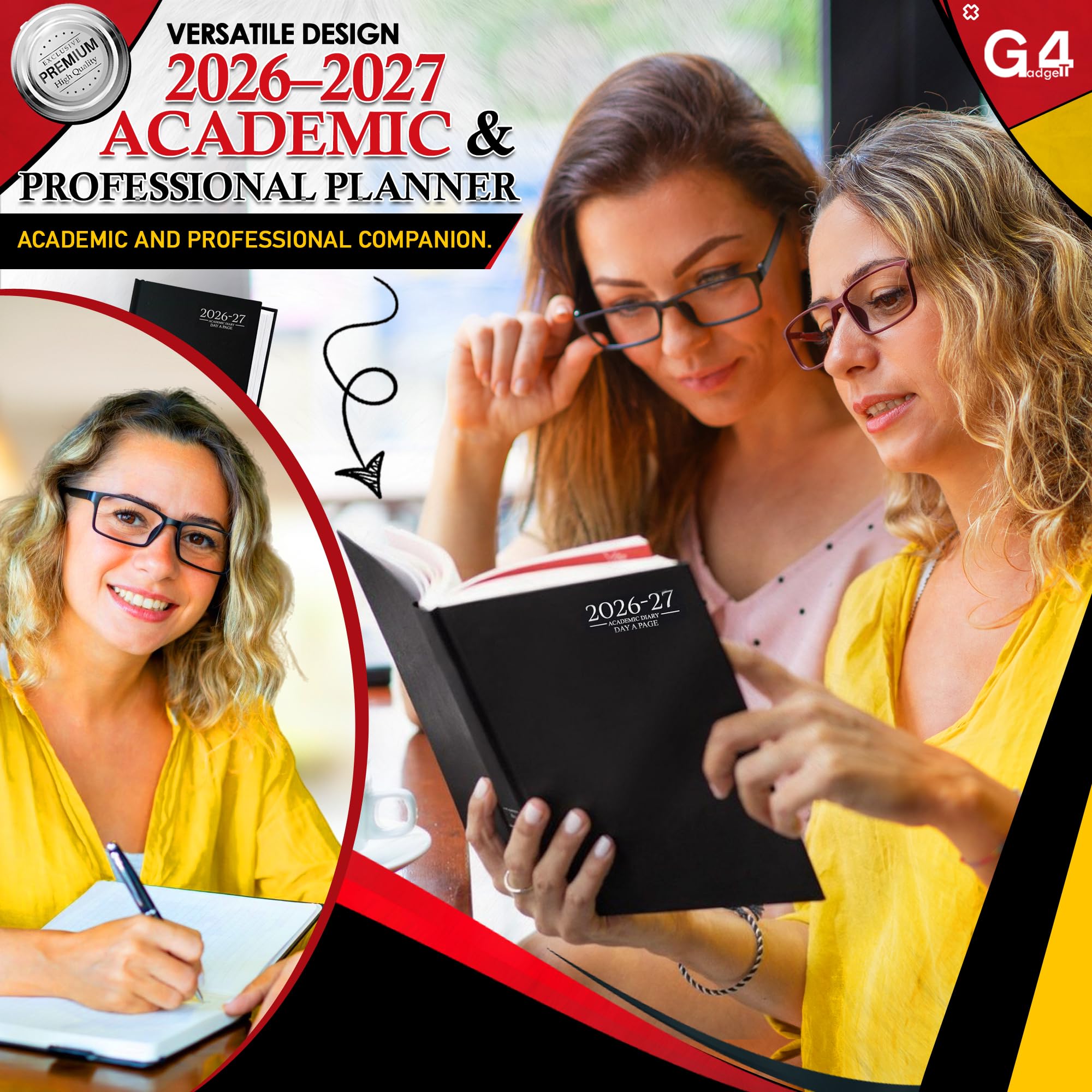 G4GADGET 2026-2027 Academic Diary - A5 Day A Page, Black Hardback | August 2026 - July 2027 4