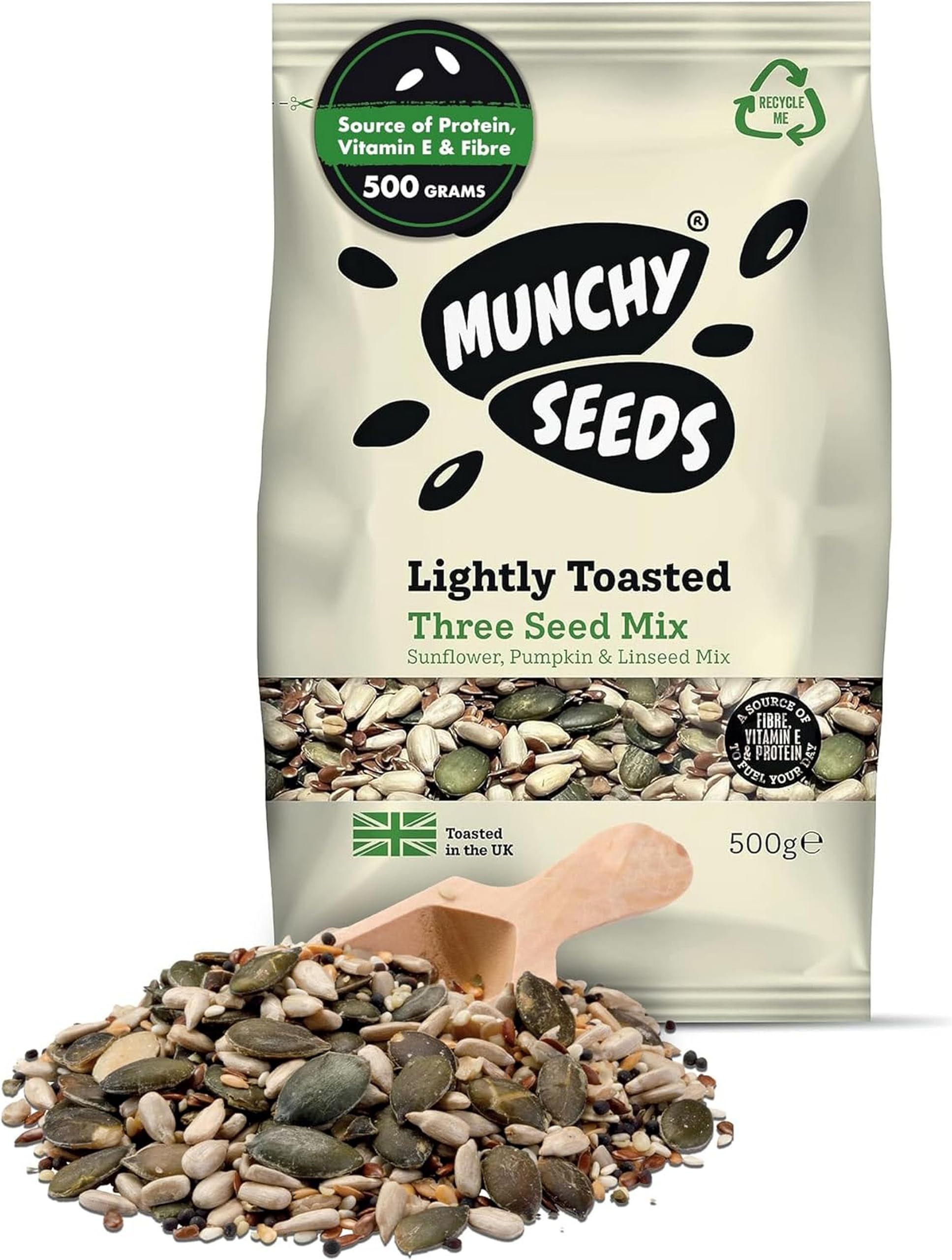 Munchy Seeds Lightly Toasted 3 Seed Mix - Pumpkin, Sunflower & Linseed | 500g | Vegan 1