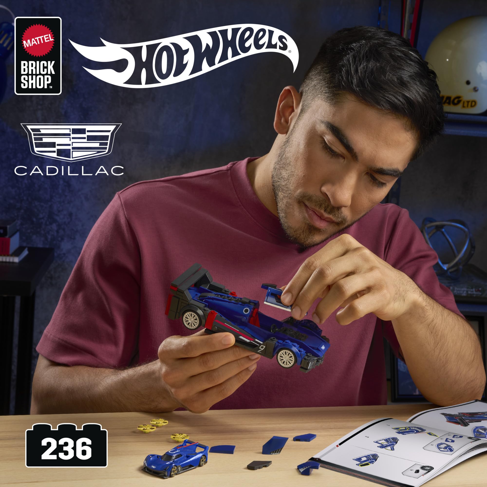 Mattel Brick Shop Hot Wheels Cadillac Project GTP Hypercar Building Set, 236 Pieces, 1:32 Scale | Ages 10+ 2