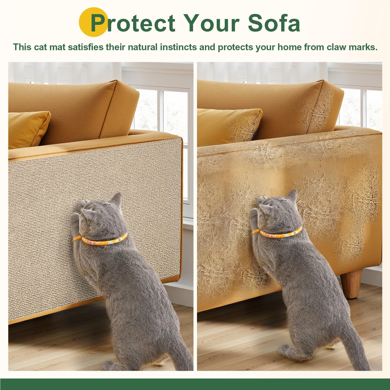 Gimars Self-Adhesive Cat Scratching Mat - 200 x 40cm | Thickened Polyester | DIY Cuttable 5