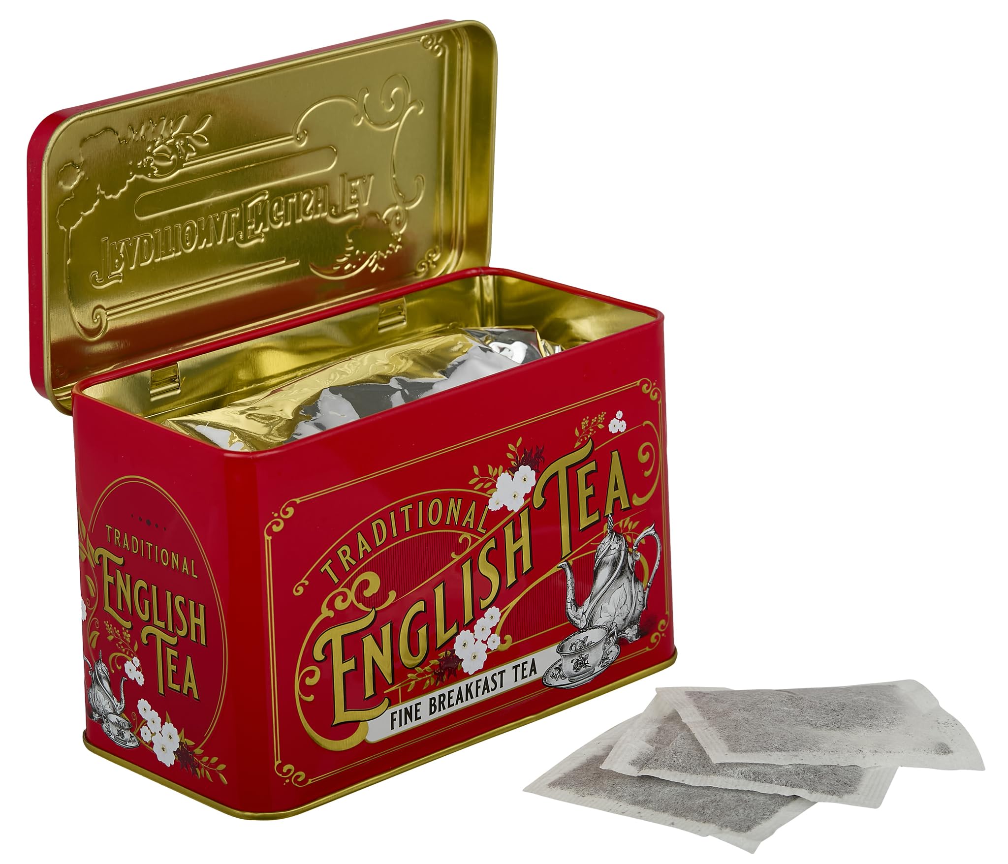 New English Teas Vintage Victorian Tea Tin in Berry-Red with 40 English Breakfast Teabags 14