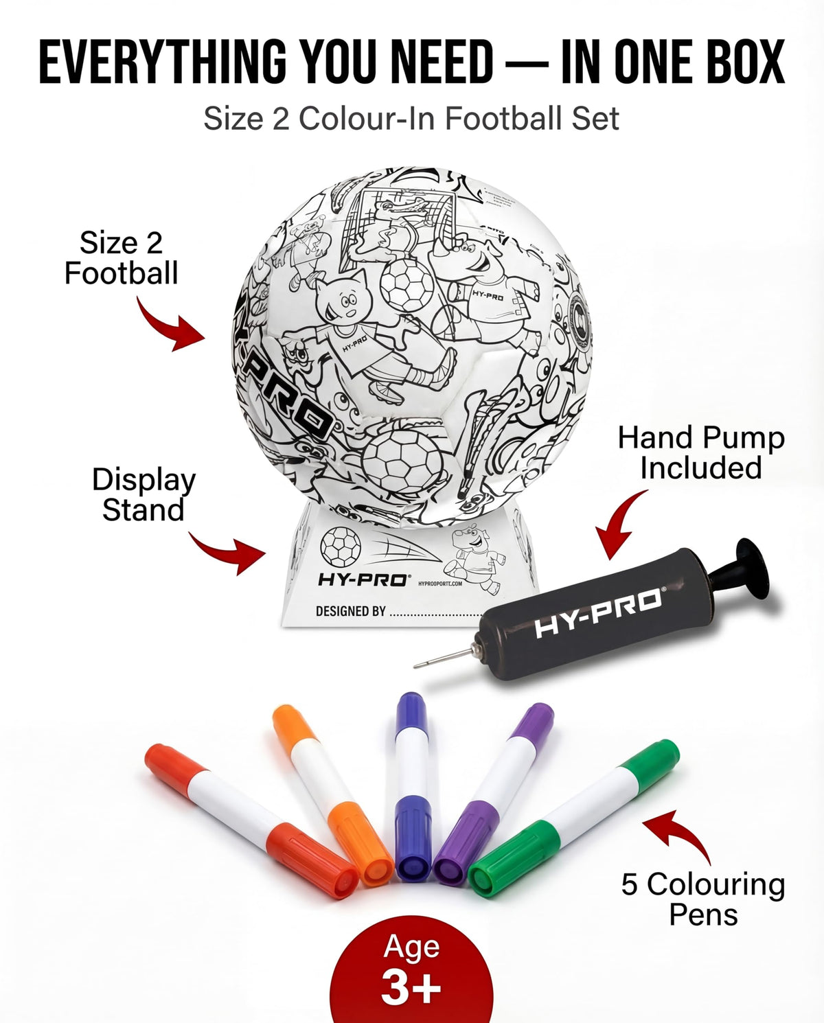 Hy-Pro Doodlekick Colour In Football with Pump Included - Size 2