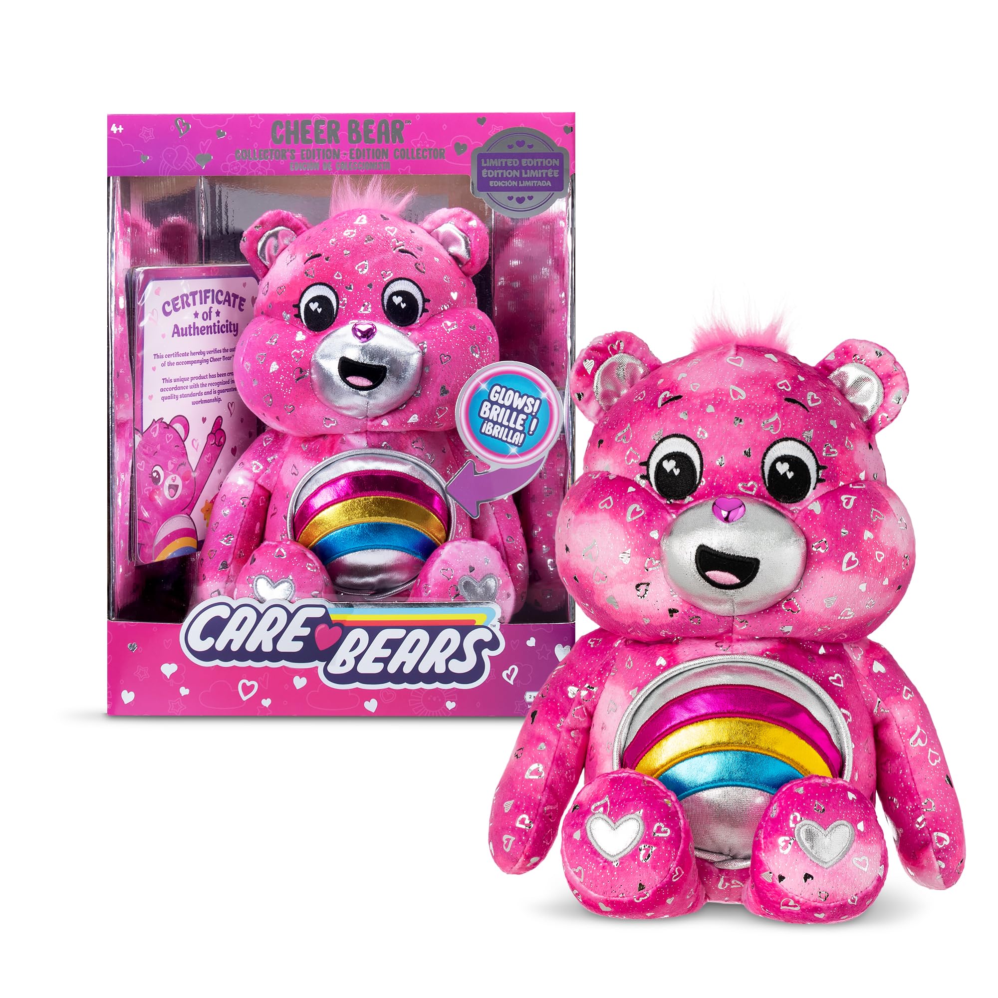 Care Bears Cheer Bear Collector Edition Plush - Light-Up Belly Badge, 35cm 1