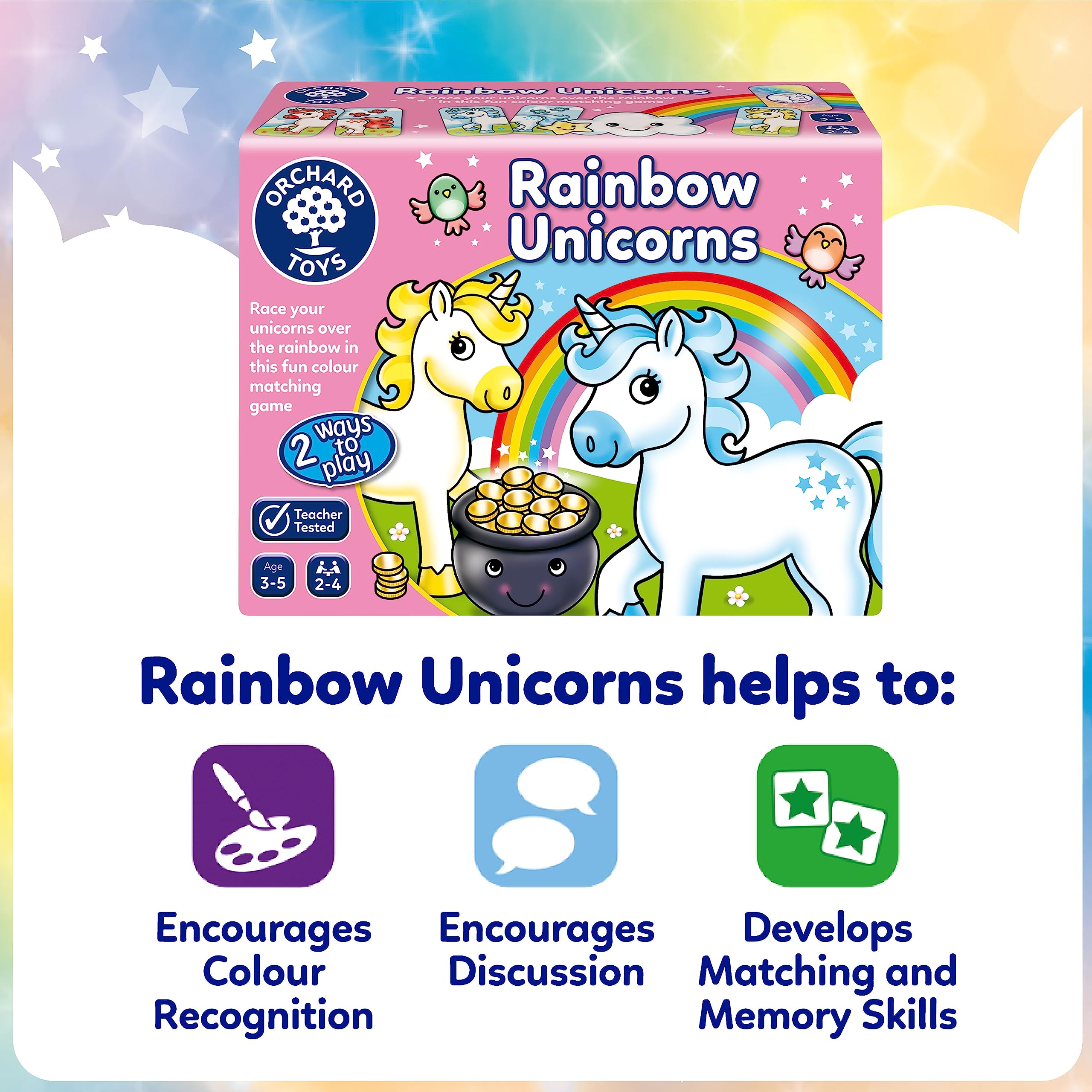 Orchard Toys Rainbow Unicorns Memory Matching Game - 2-4 Players, Ages 3+ | Colour & Matching Skills 5