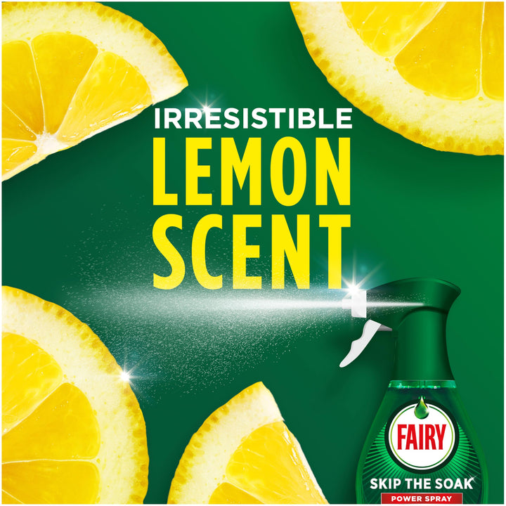 Fairy Skip the Soak Dish Spray Kit, Lemon, 1.3L (650ml Spray + 650ml Refill)